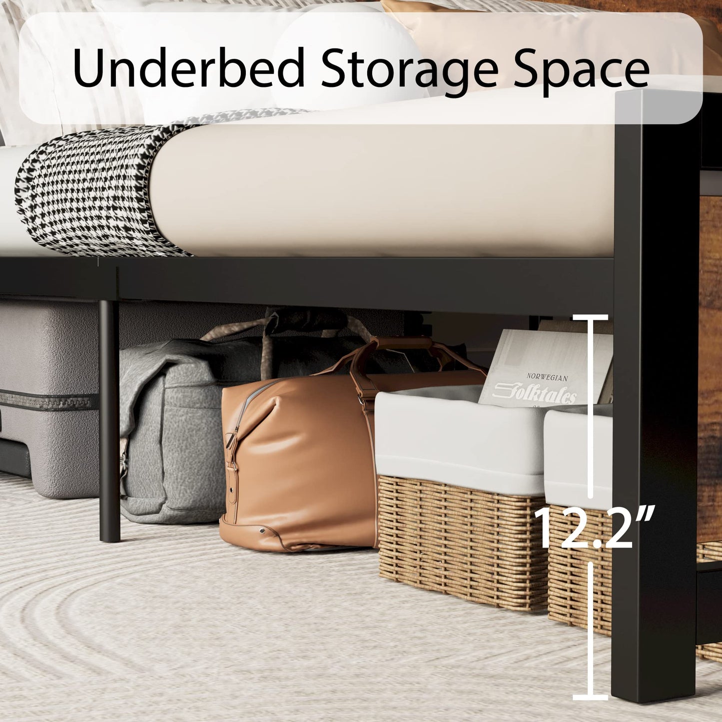 LIKIMIO California King Bed Frame with Headboard and Footboard, Metal Strong Supports, Easy Assembly, Noise-Free, No Box Spring Needed, Vintage Brown