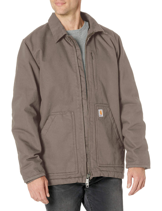 Carhartt Loose Fit Washed Duck Sherpa-Lined Coat, Gravel, LT