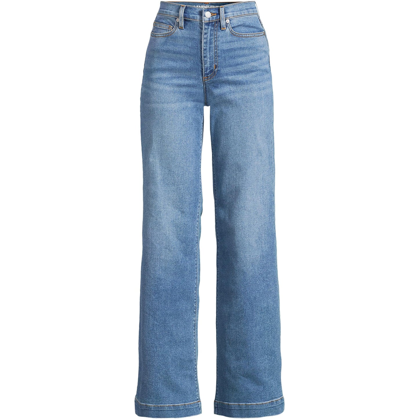 Lands' End Womens Recover HR Wide Leg Blue Jeans Beau Blue Tall 14 34