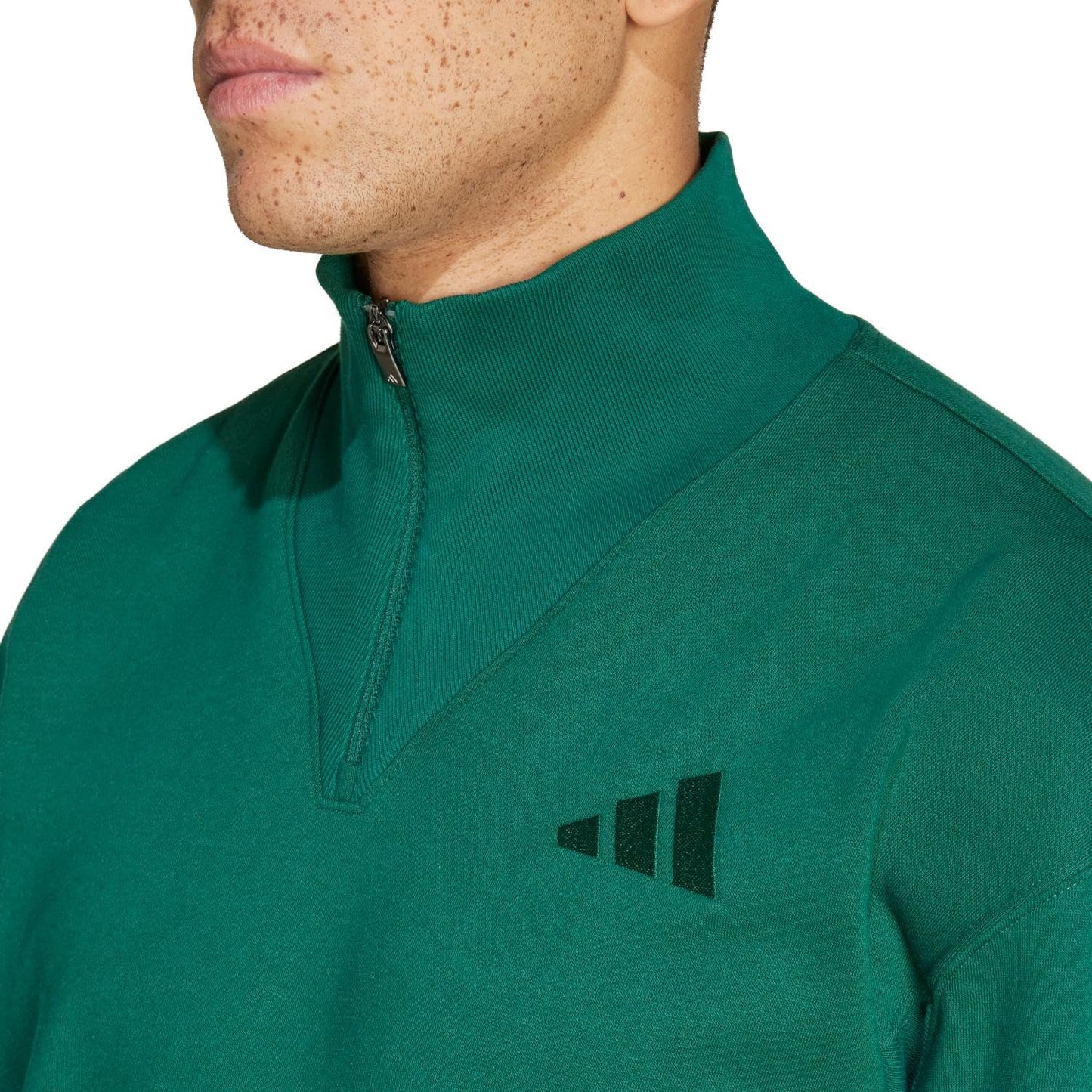 adidas Men's Tall Size All SZN Fleece Quarter-Zip Crewneck Swearshirt, Collegiate Green