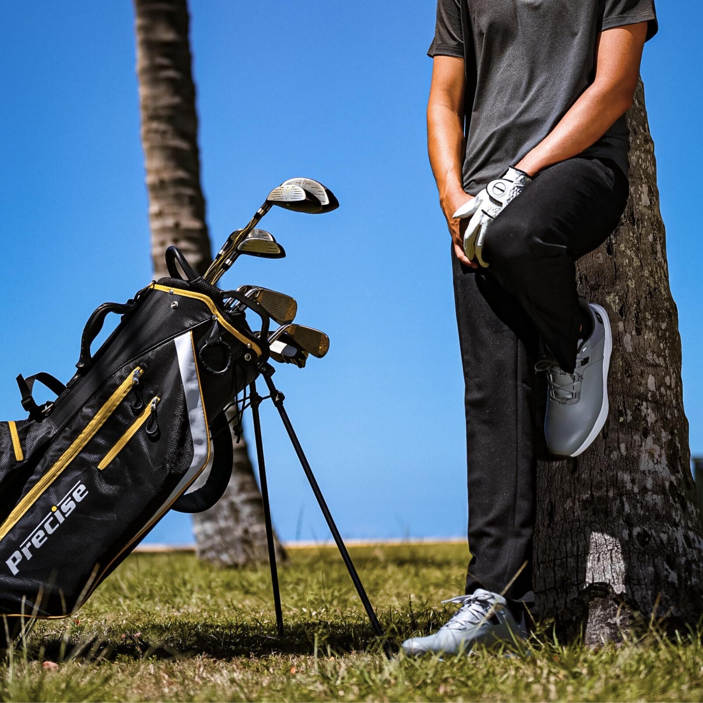 Precise M8 Men’s 17-Piece Golf Set – Driver, Woods, Hybrids, Irons (6-SW), Putter, Stand Bag, 4 Headcovers and Rainhood – RH, Reg/Tall, Kevlar Shafts