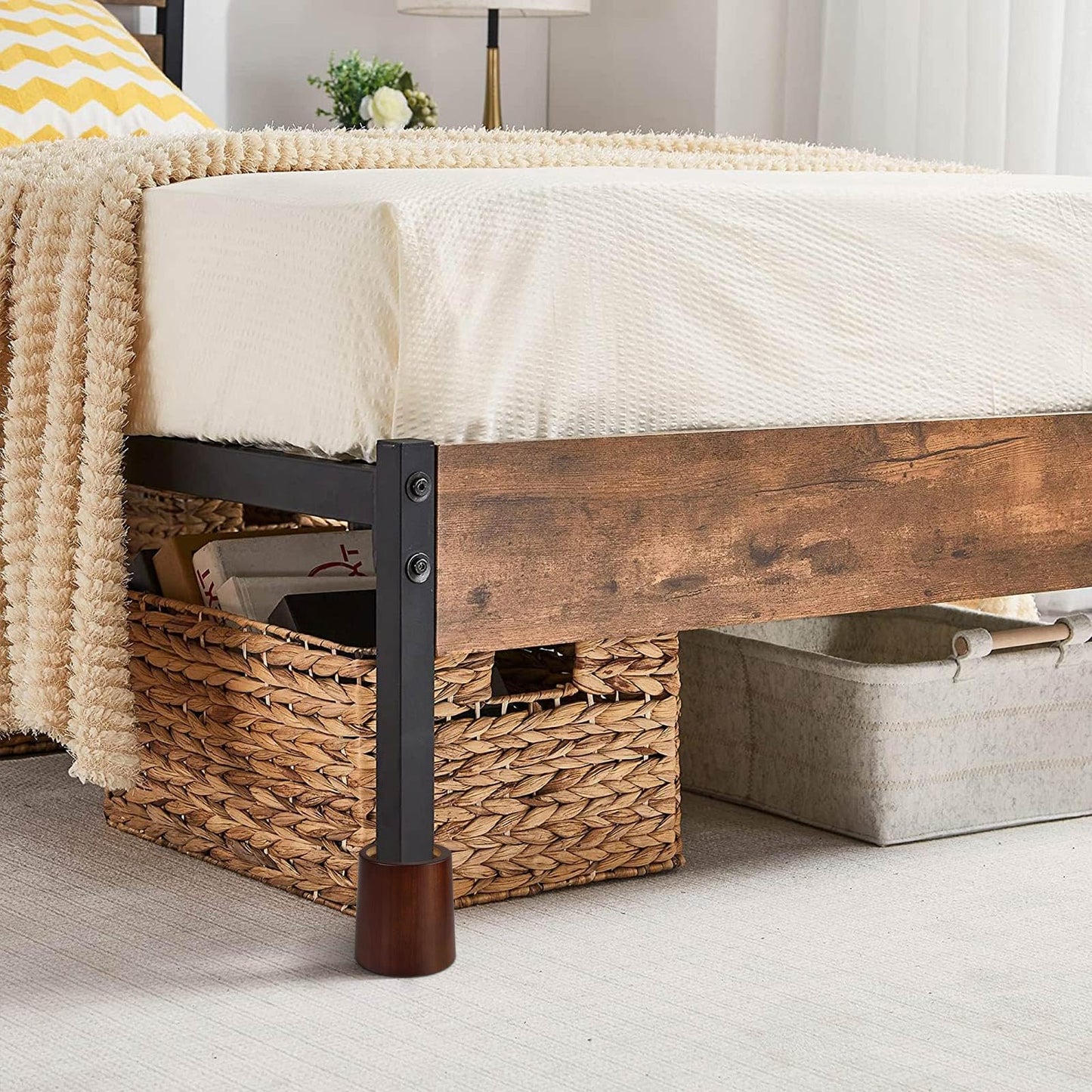 KOIKEY Furniture Raisers Bed Risers - 4 Inch Wooden Circle Heavy Duty Furniture Height Extenders Lifts for Sofa Couch Desk Chair Table Base Raising Space, Convenient Store and Cleaning, Pack of 4