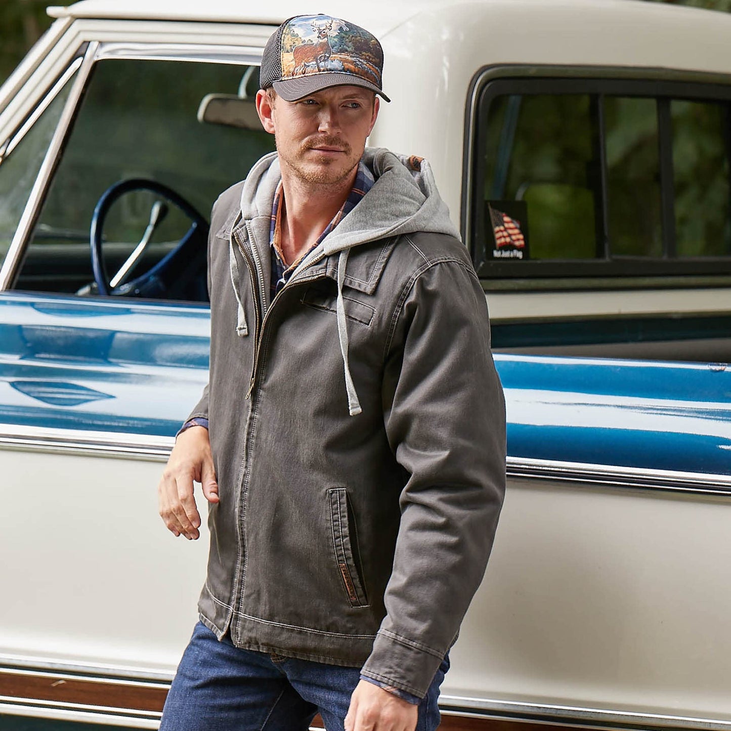 Legendary Whitetails Men's Casual Coat with Hood Waxed Cotton Water Resistant, Tobacco, XX-Large Tall