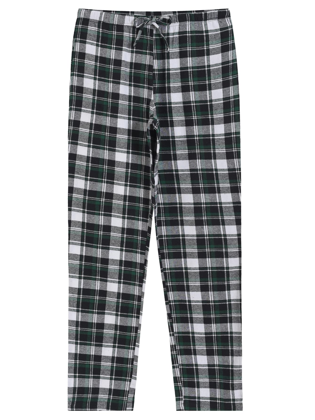 Latuza Women's Tall Flannel Pajama Set Extra Long Button Up Top Pants Pj Set 2X Black Green