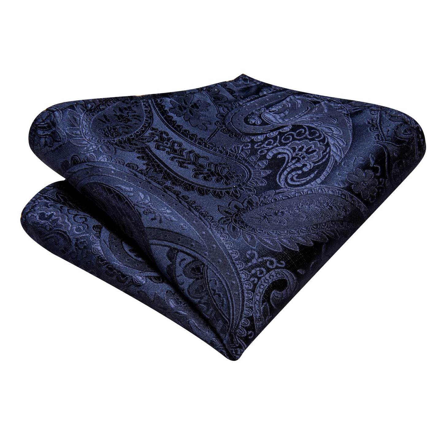 Hi-Tie 70'' Navy Ties for Men Silk Paisley Extra Long Mens Ties Set Dress Necktie and Pocket Square Cufflink for Wedding