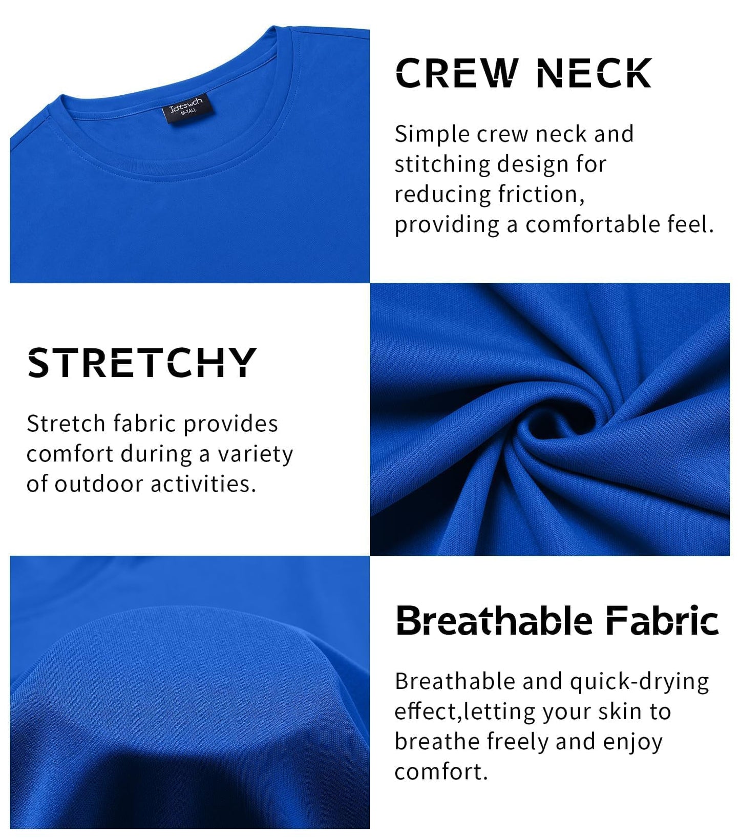 Idtswch Men's Tall T-Shirt Rash Guard UPF 50+ T-Shirt Quick Dry Swim Water Top Tee Short Sleeve Athletic Shirts Royal blue-4XL