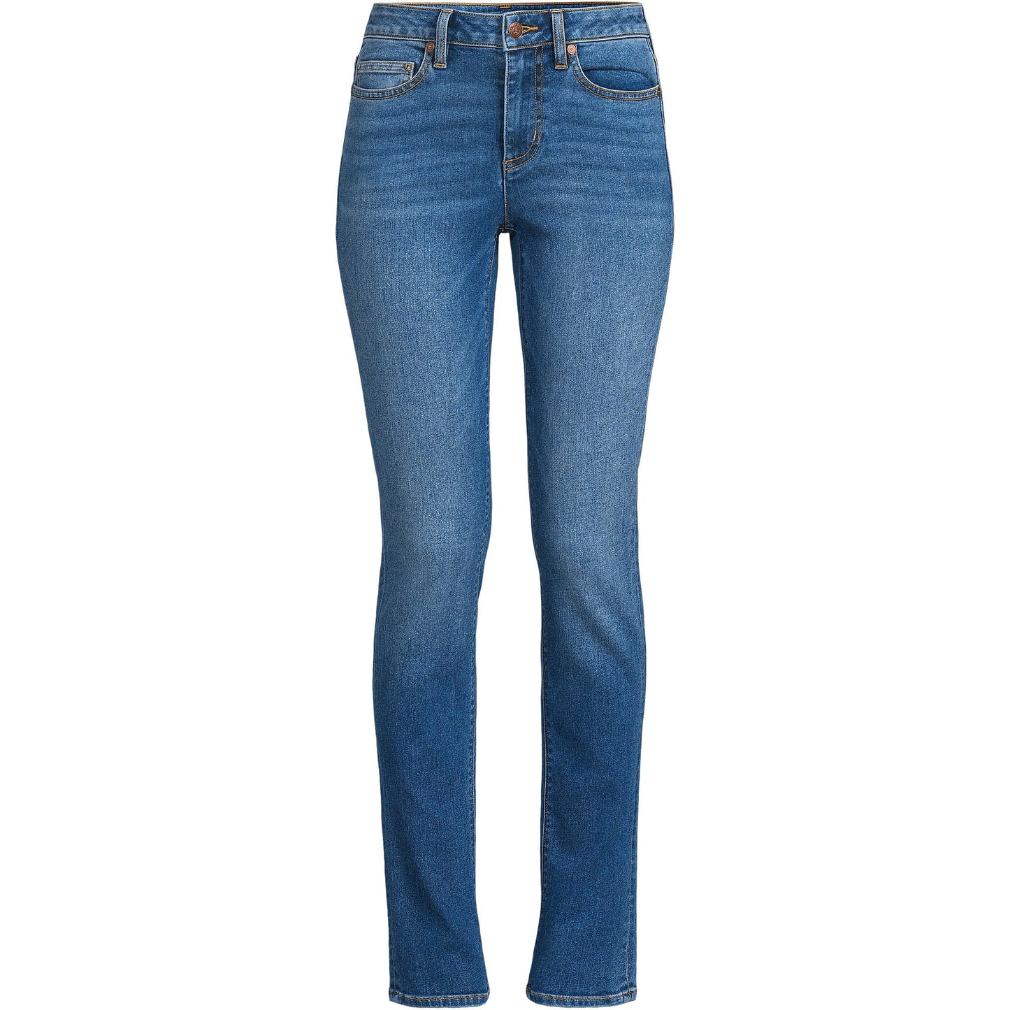 Lands' End Womens MR Straight Leg Blue Jeans-Recover Denim Indigo Tide Blue Regular 8 32