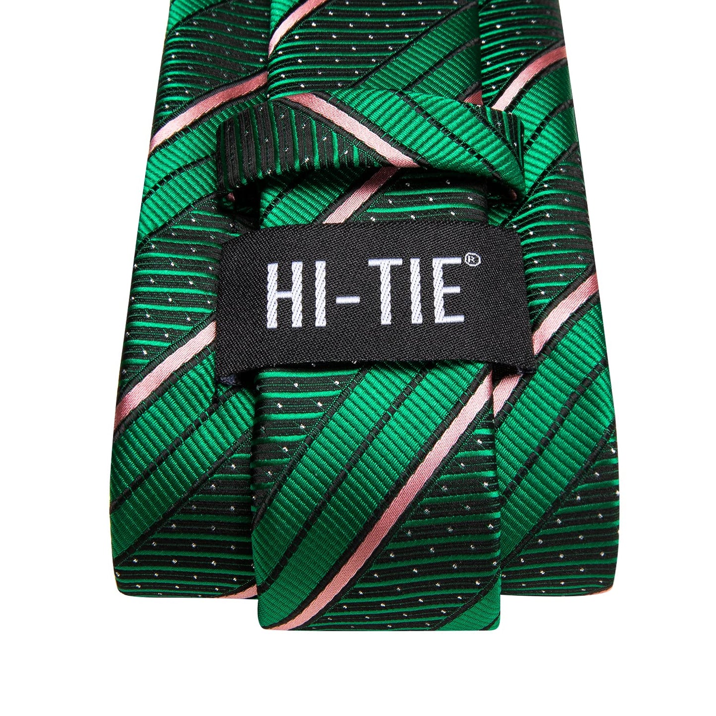 Hi-Tie Green and Pink Ties for Men 70'' Men's Extra Long Ties Set Silk Necktie and Pocket Square Cufflinks for Wedding
