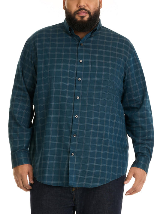 Van Heusen Men's Size Big Wrinkle Free Long Sleeve Button Down Shirt, Turquoise Seabed, 2X-Large Tall