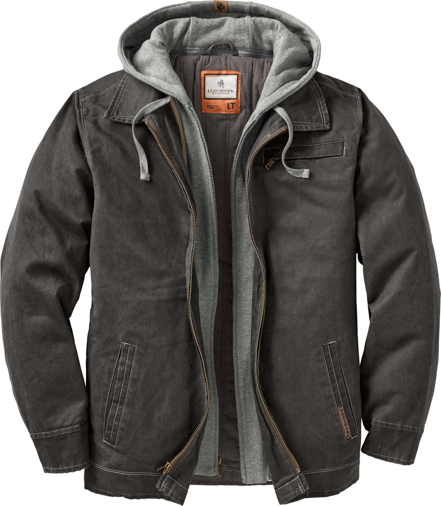 Legendary Whitetails Men's Casual Coat with Hood Waxed Cotton Water Resistant, Tarmac, X-Large Tall