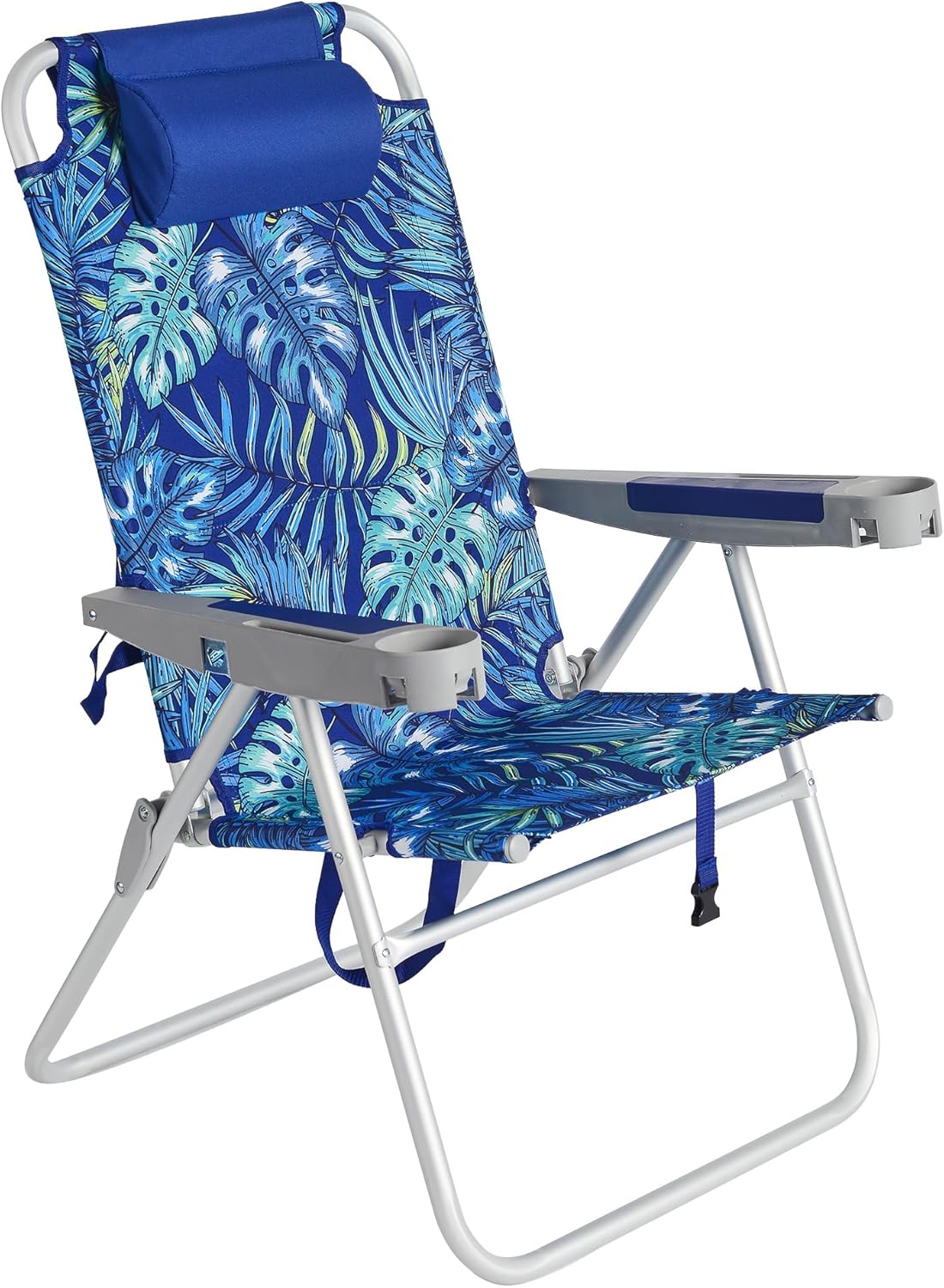 SUNNYFEEL Oversized Tall Folding Beach Chair Lightweight, 17" Portable Sand Chair for Adults Heavy Duty 500 LBS with Cup Holders