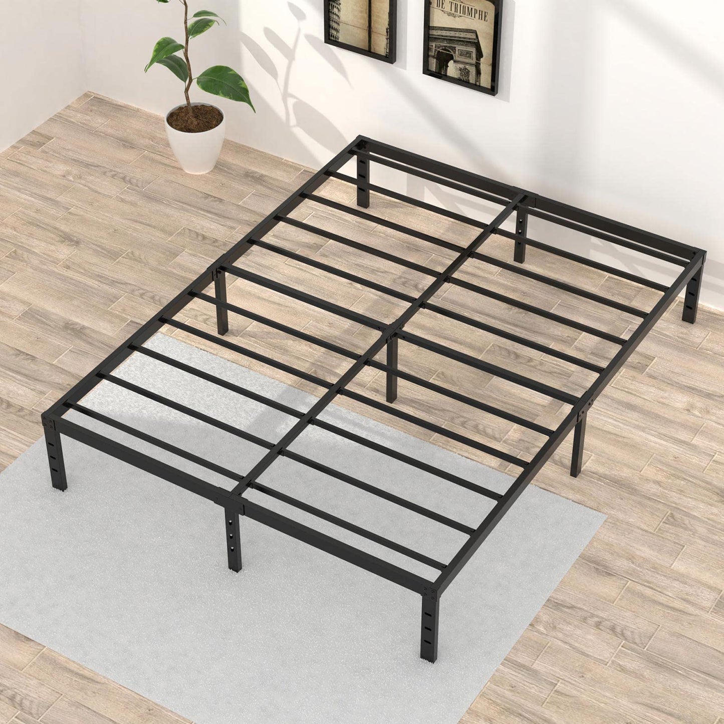 Upcanso California King Metal Bed Frame, 14 Inch Heavy Duty Storage Platform Bed Frame with 2500lbs Steel Slats Support, Easy Assembly, Black