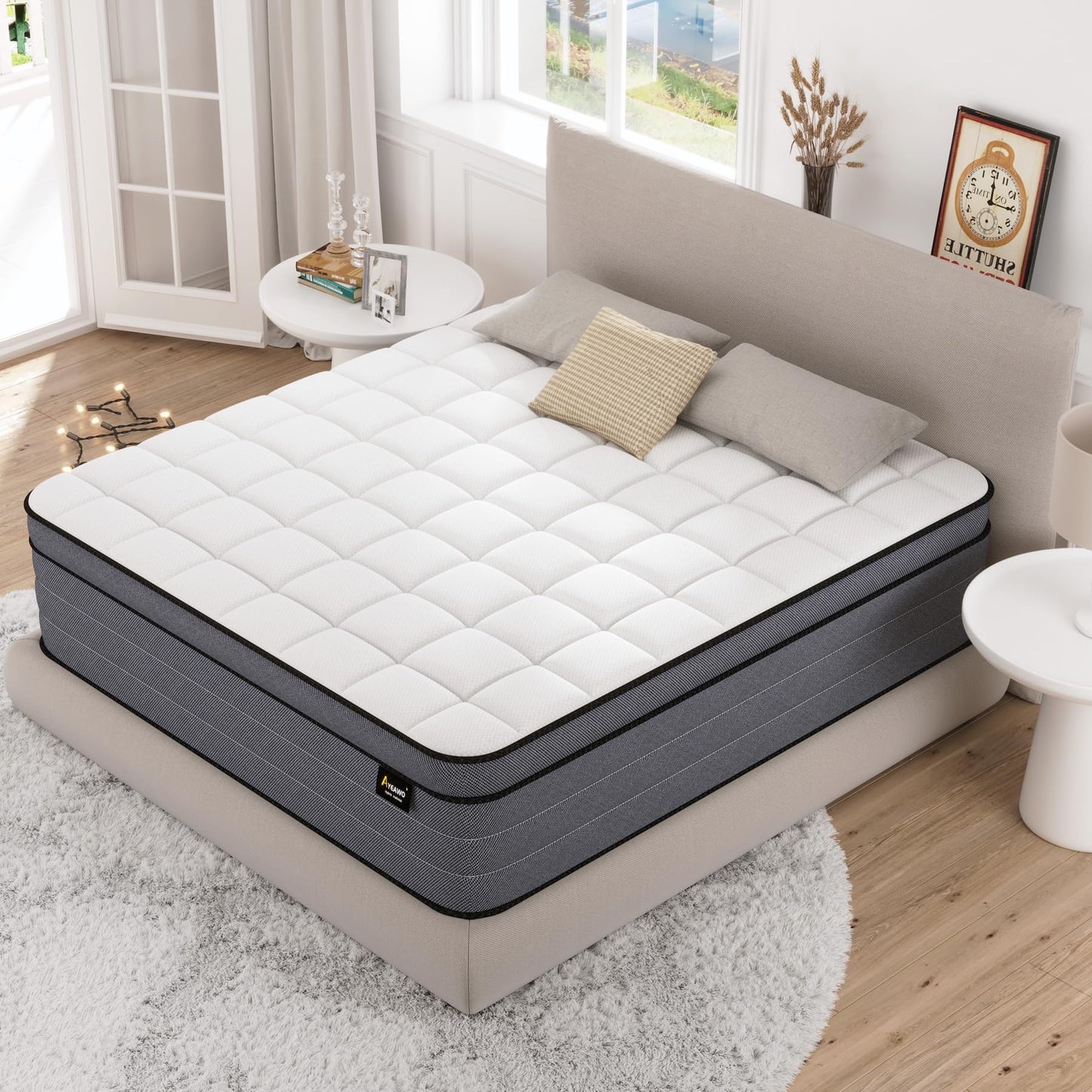 California King Mattress, 12 Inch Cal King Hybrid Mattress with Gel Memory Foam (84" Long)