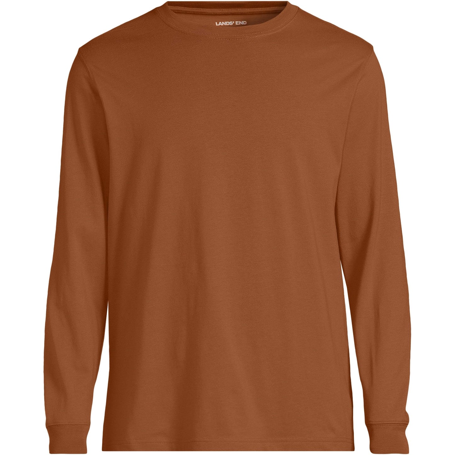 Lands' End Mens Long Sleeve Super-T Tee Rich Ginger Brown Tall Medium