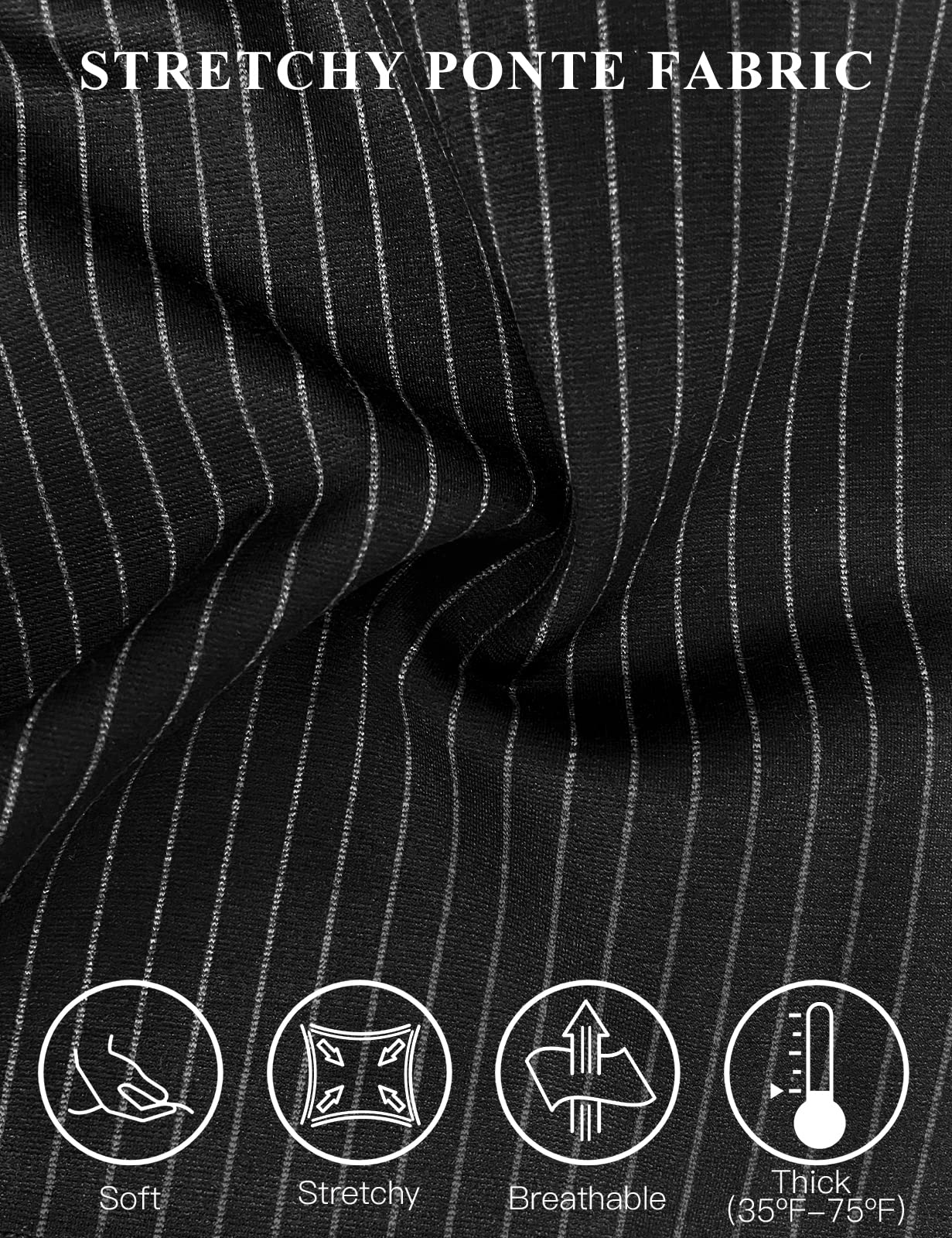 Tapata Women's 28''/30''/32''/34'' Stretchy Bootcut Dress Pants with Pockets Tall, Petite, Regular for Office Work Business 34'', Black, Pinstripe, L