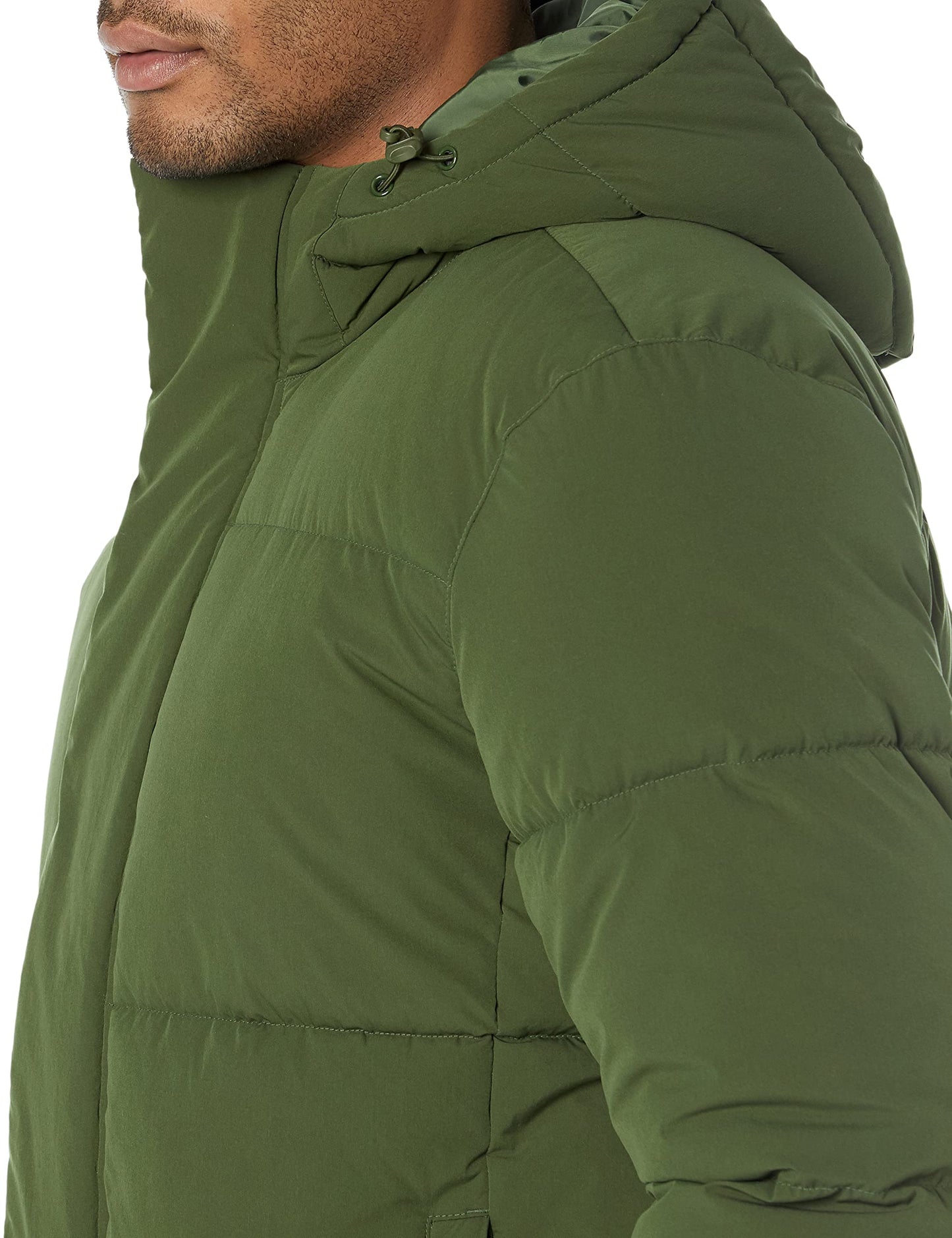 Amazon Essentials Men's Mid-Length Hooded Puffer Coat (Available in Big & Tall), Dark Olive, 5X-Large Big Tall