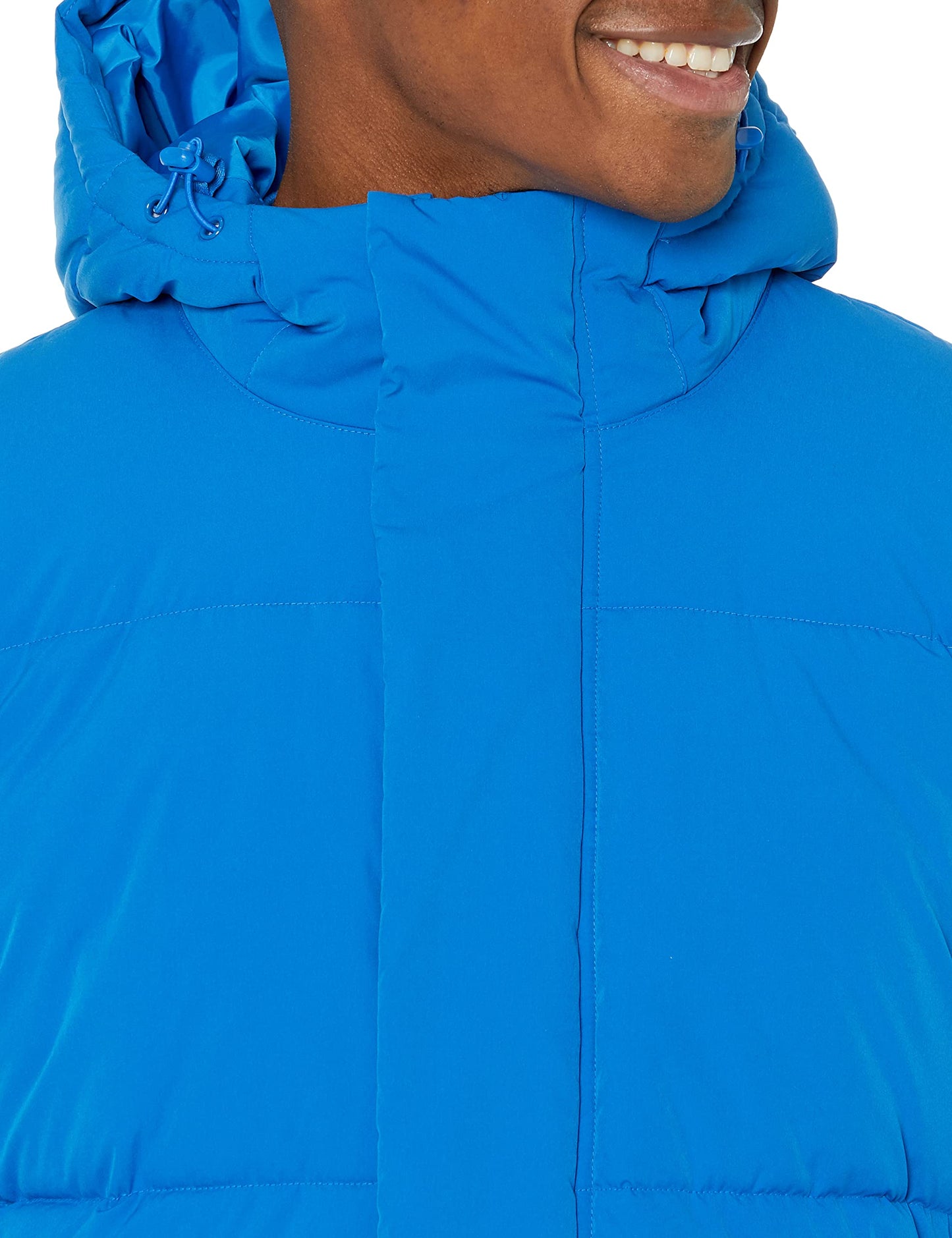 Amazon Essentials Men's Mid-Length Hooded Puffer Coat (Available in Big & Tall), Bright Blue, 4X-Large Big Tall