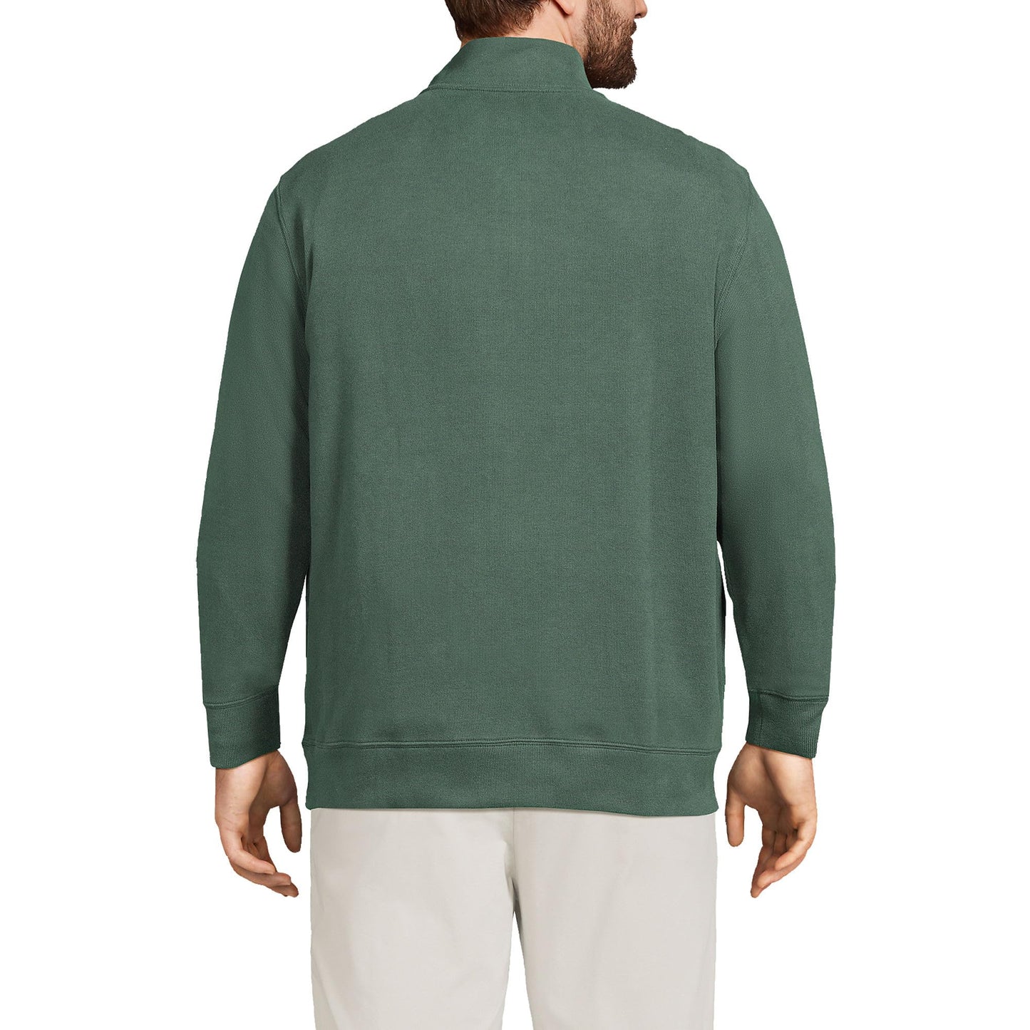 Lands' End Mens Bedford Rib Quarter Zip Sweater Deep Woodland Green Heather Tall XX-Large