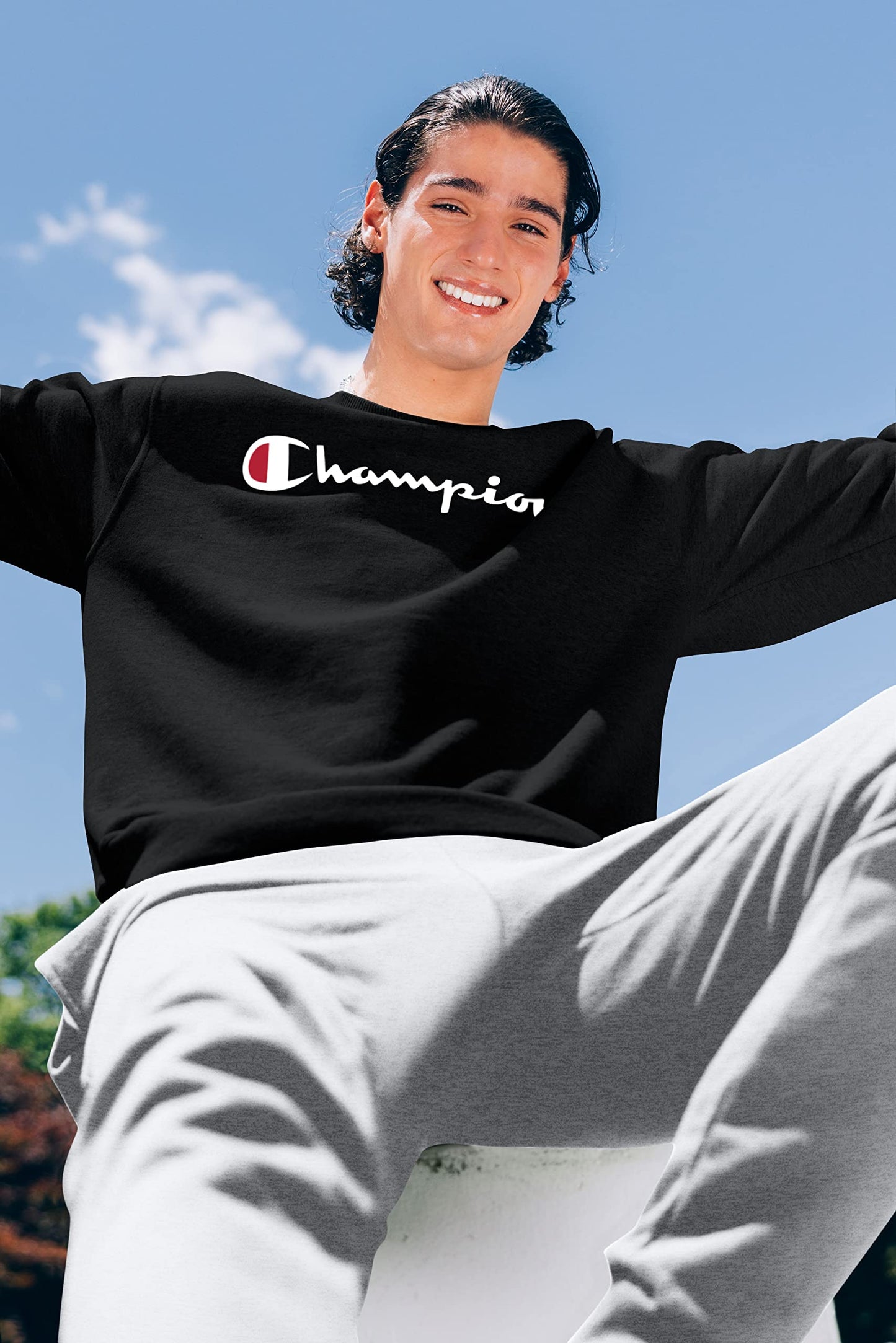 Champion Men's Fleece Joggers, Sweatpants, Standard Fit, Midweight, Script, Available in Regular and Big, Black-C Patch Logo, 3X-Large Tall