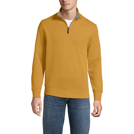 Lands' End Mens Bedford Rib Quarter Zip Sweater Dijon Gold Tall XX-Large