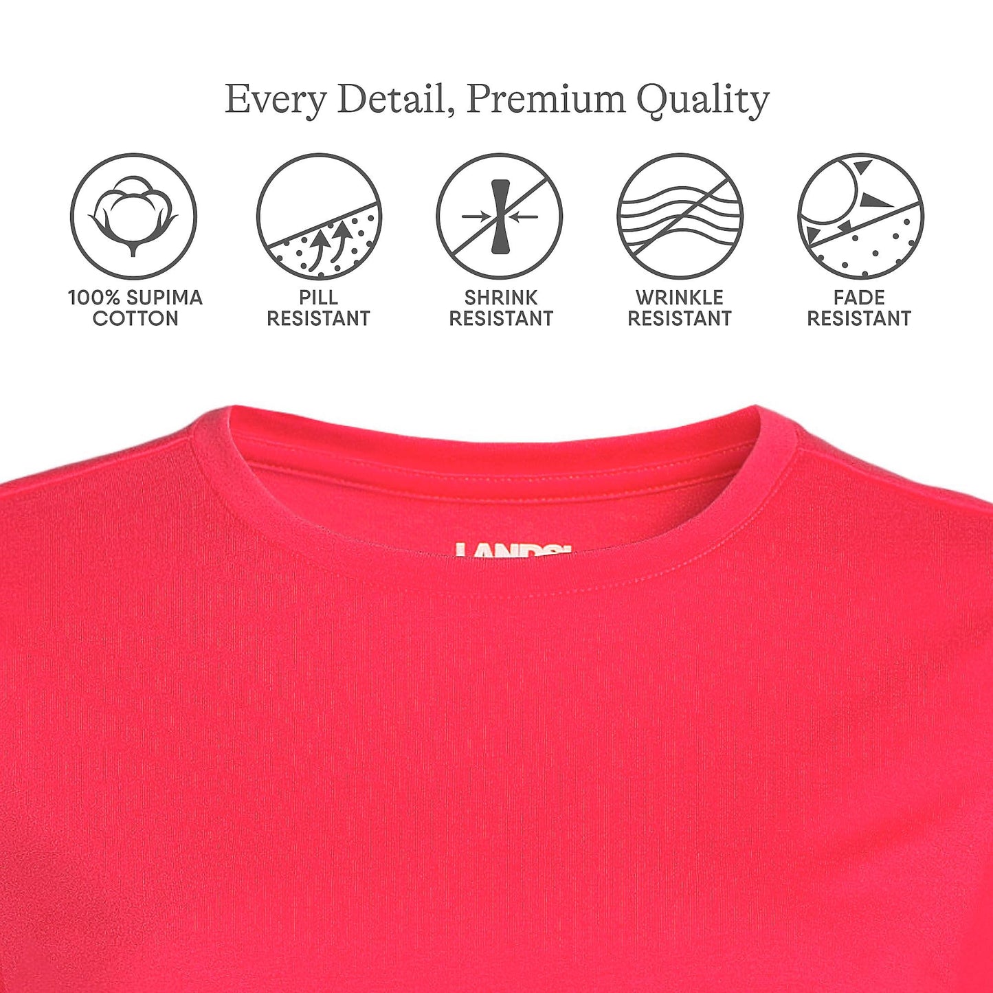 Lands' End Womens Short Sleeve Relaxed Supima Cotton Crew Neck T Shirt Berry Rouge Tall X-Large