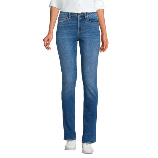 Lands' End Womens MR Straight Leg Blue Jeans-Recover Denim Indigo Tide Blue Tall 12 34