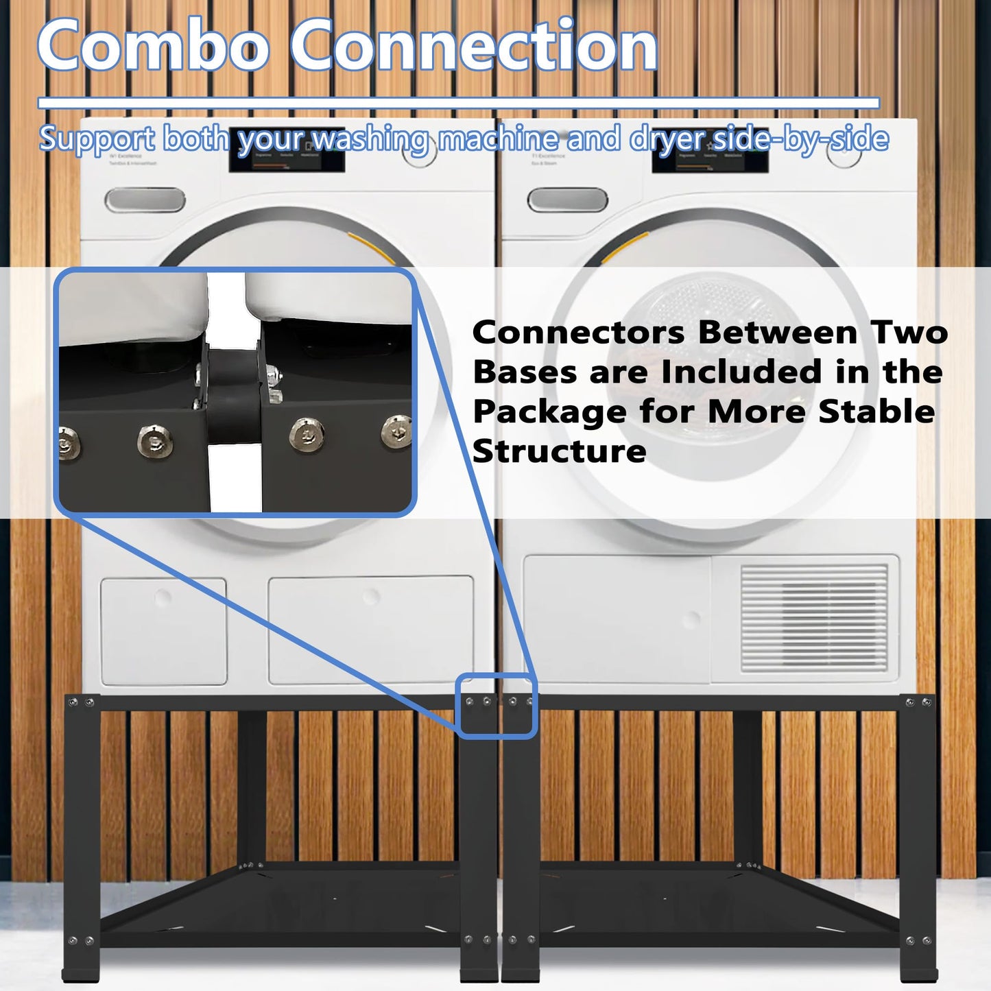 Royxen Laundry Pedestal,20" Height Washer and Dryer Pedestal, Universal Fit Washing Machine Base Stand Dryer Base Platform Heavy Duty with 28" Wide, (Black)