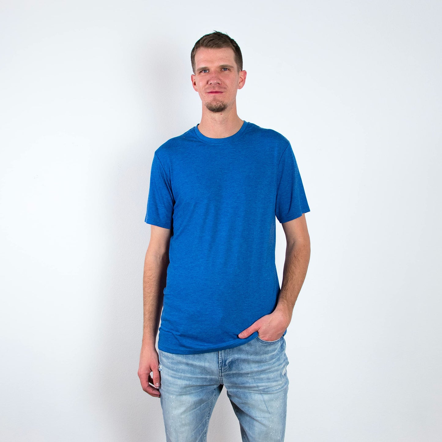 TallSlim Men's Tall Slim-Fit Short Sleeve Crewneck T-Shirt - Extra Long, Slim Fit, Preshrunk Easy Care, Royal Blue, Large