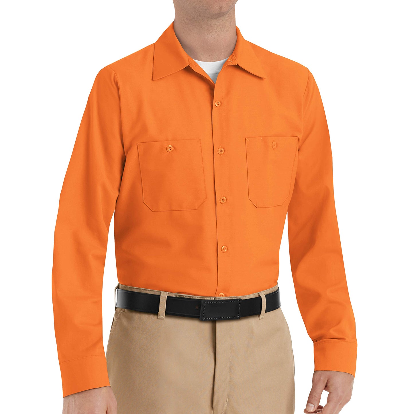 Red Kap Men's Size Industrial Work Shirt, Regular Fit, Long Sleeve, Orange, 3X-Large/Tall