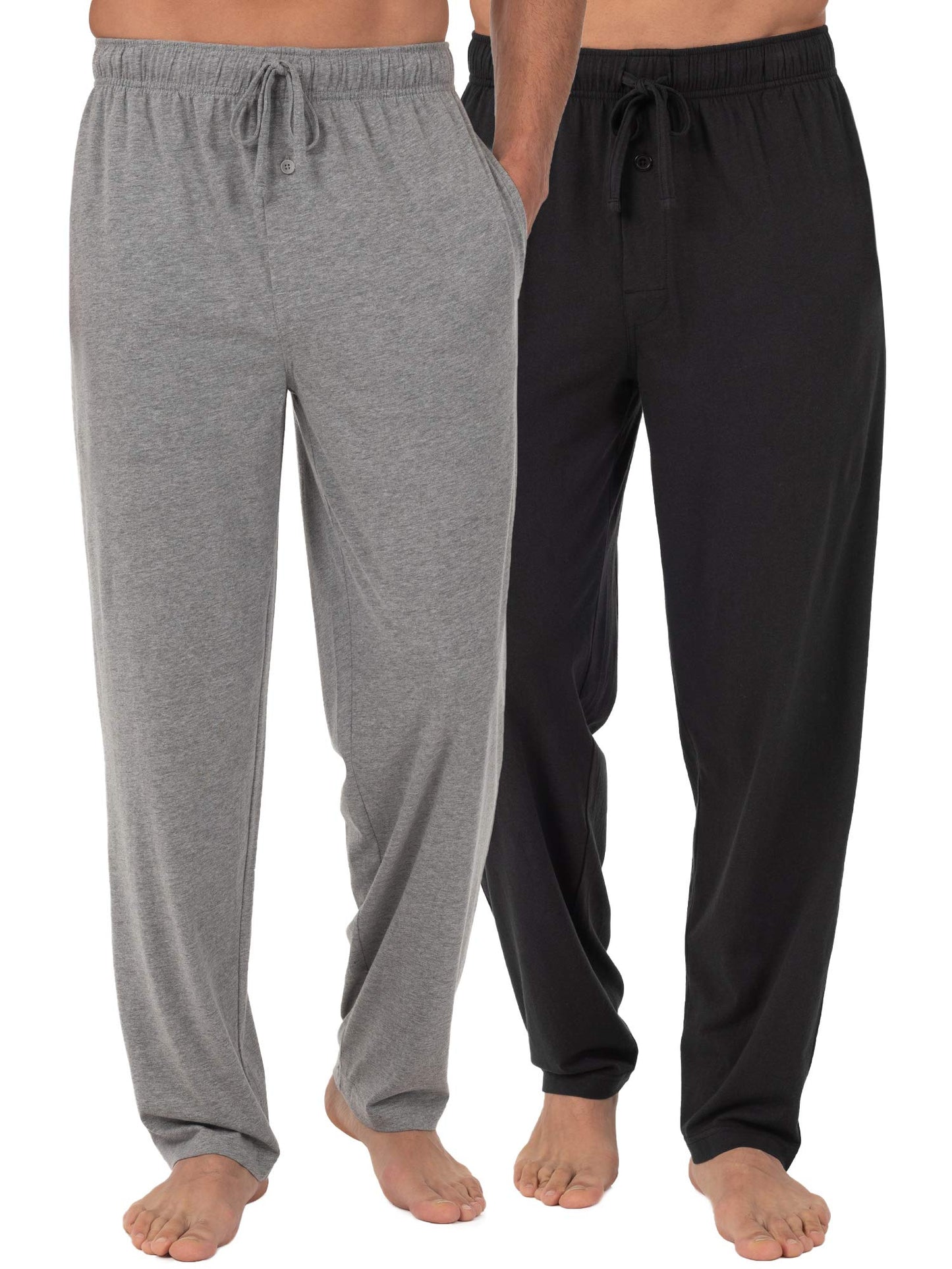 Fruit of the Loom Men's Extended Sizes Jersey Knit Sleep Pant (1 & 2 Packs)Ebony/Ashed Heather, 2XL Tall