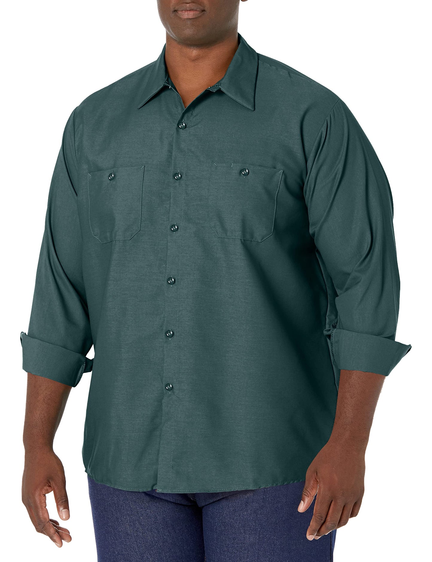 Red Kap Men's Size Industrial Work Shirt, Regular Fit, Long Sleeve, Spruce Green, X-Large/Tall
