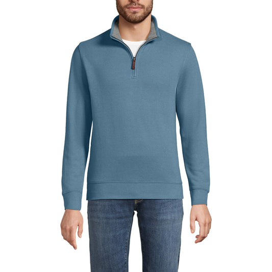 Lands' End Mens Bedford Rib Quarter Zip Sweater Soft Peacock Tall Medium