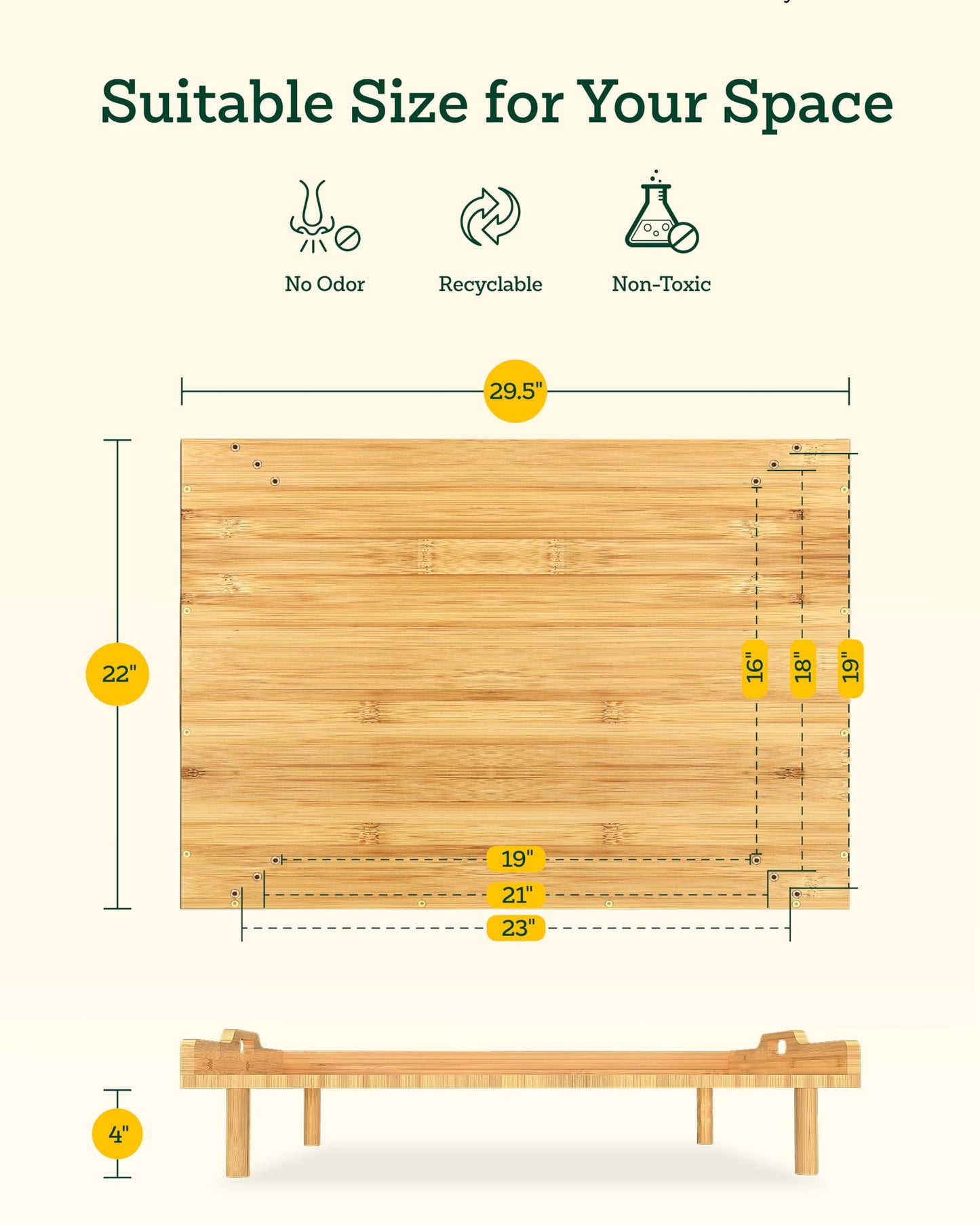 Gas Stove Cover with Extra Large Cutting Board, 29"L x 22"W Bamboo Noodle Board with Handles and Adjustable Legs for Electric or Gas Top, Counter Space, Sink Cover, or RV Protector