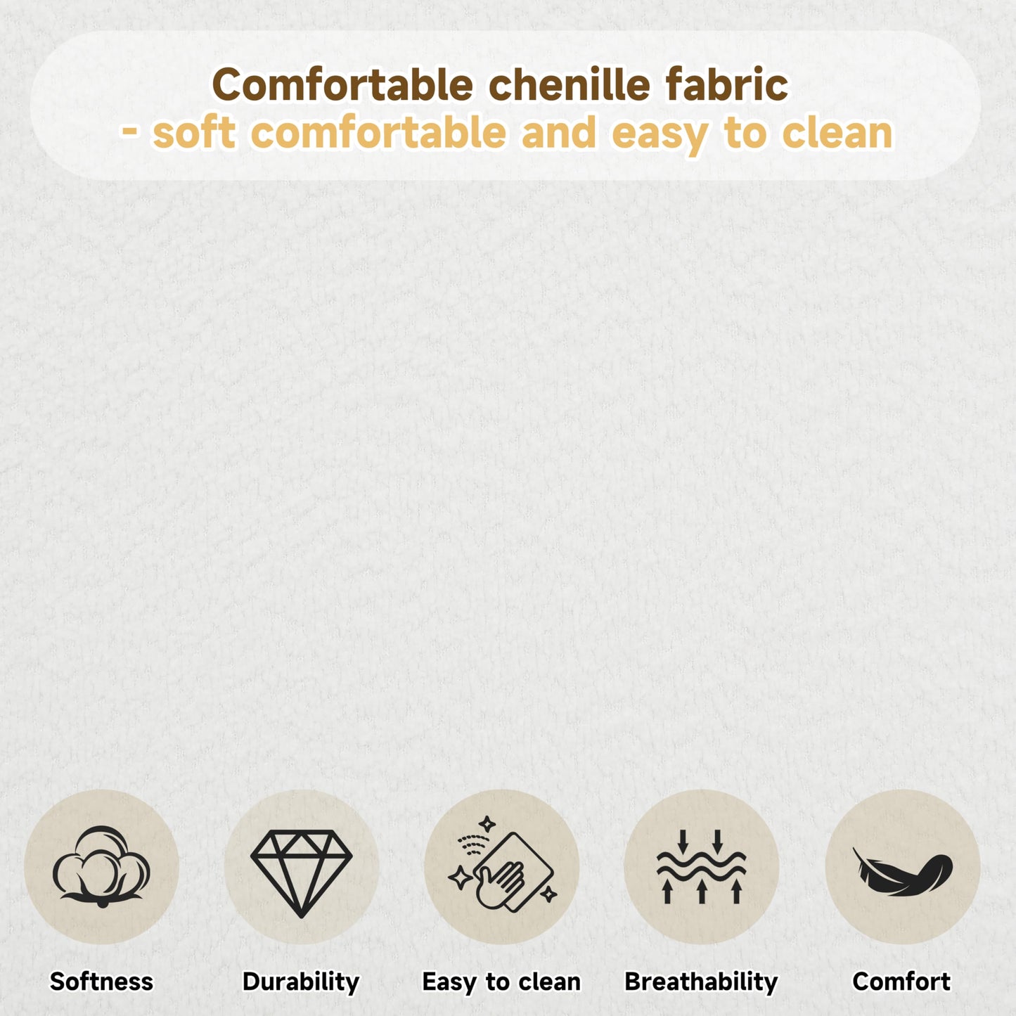 GDFStudio California King Upholstered Bed Frame, Unique Design with 4-Inch Thick Sides and Brown Rubber Wood Legs, White Chenille Fabric, Durable and Stylish Platform Bed for Home Décor