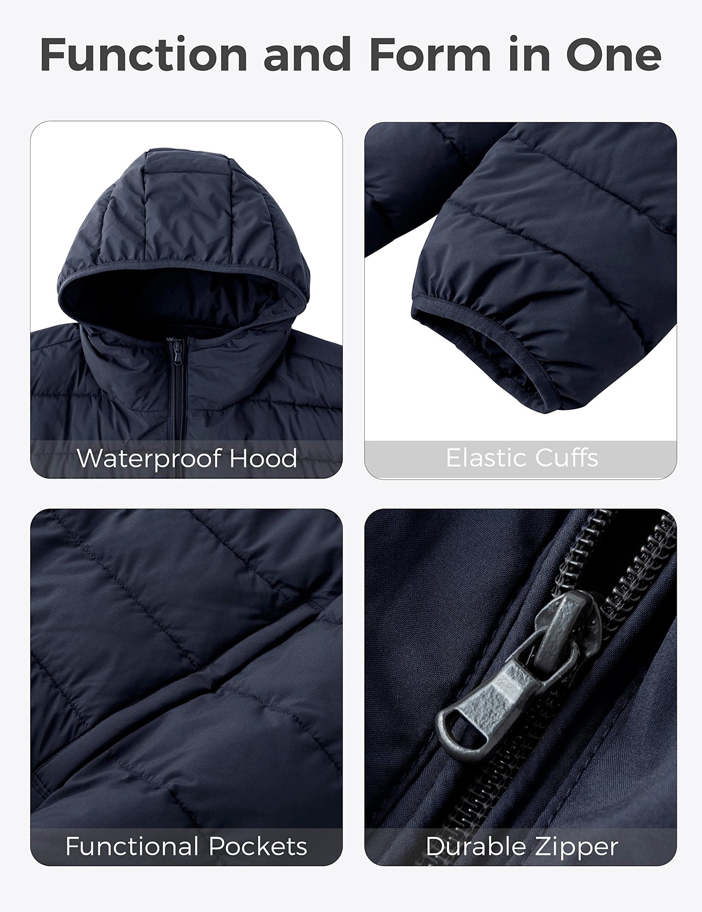 wantdo Men's Big and Tall Puffer Coat Long-Sleeve Quilted Winter Jacket with Hood Navy 3X-Large Tall
