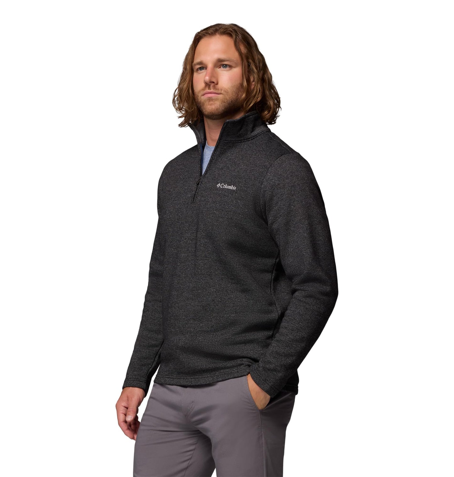Columbia Men's Great Hart Mountain III Half Zip, Black Heather, Large Tall
