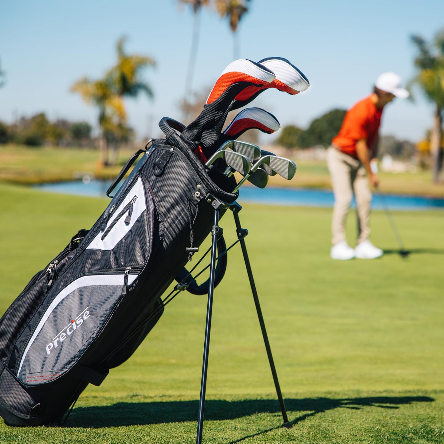 Precise M5 Golf Clubs Set for Men | Lighweight Graphite & True Temper Stainless Steel Shafts w/Precise Alignment Putter & Stand Bag | Left/Right Hand Options & Regular/Tall Complete Golf Club Sets