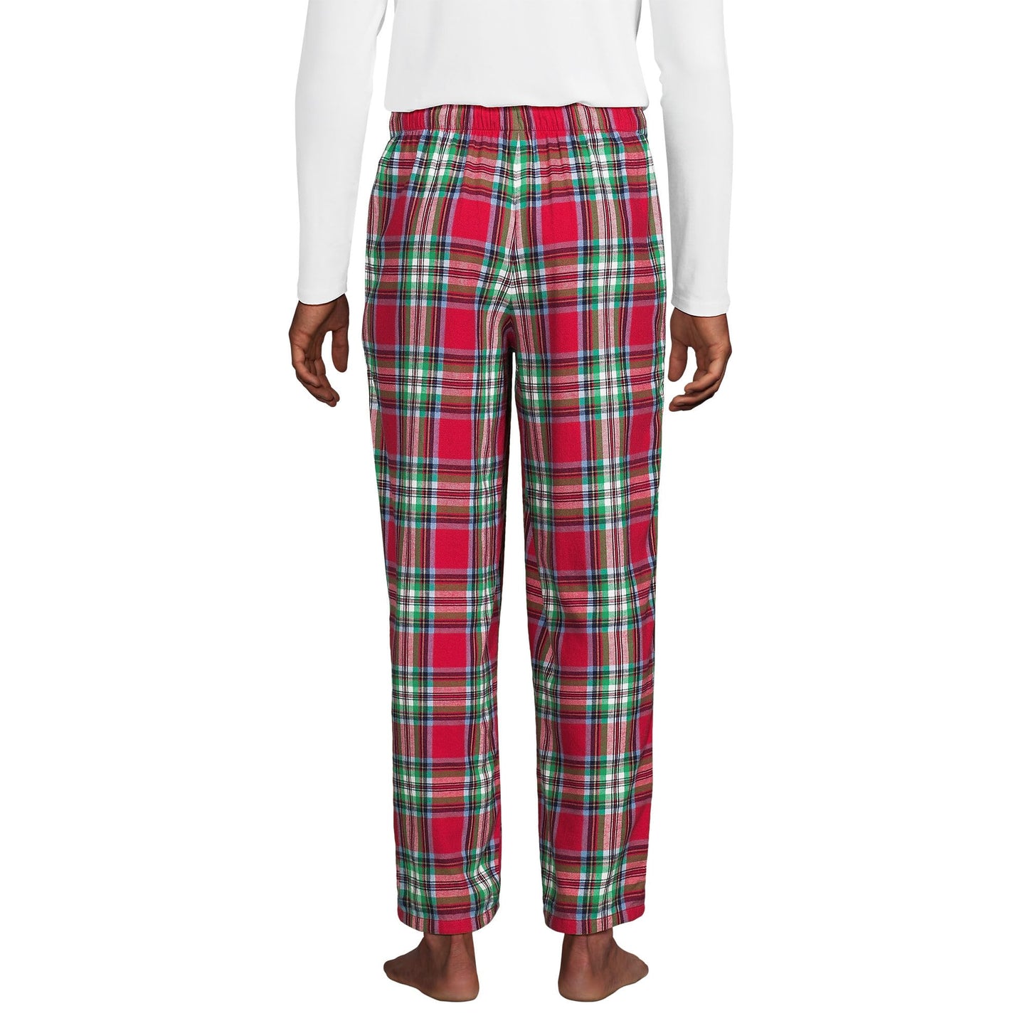 Lands' End Mens Flannel Pajama Pants Heritage Red Plaid Tall Medium