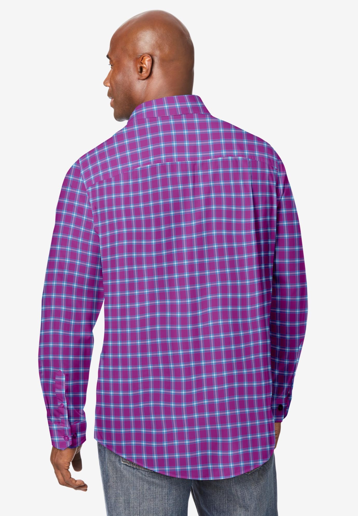 KingSize Men's Big & Tall The No-Tuck Casual Shirt - 5XL, Dark Magenta Plaid