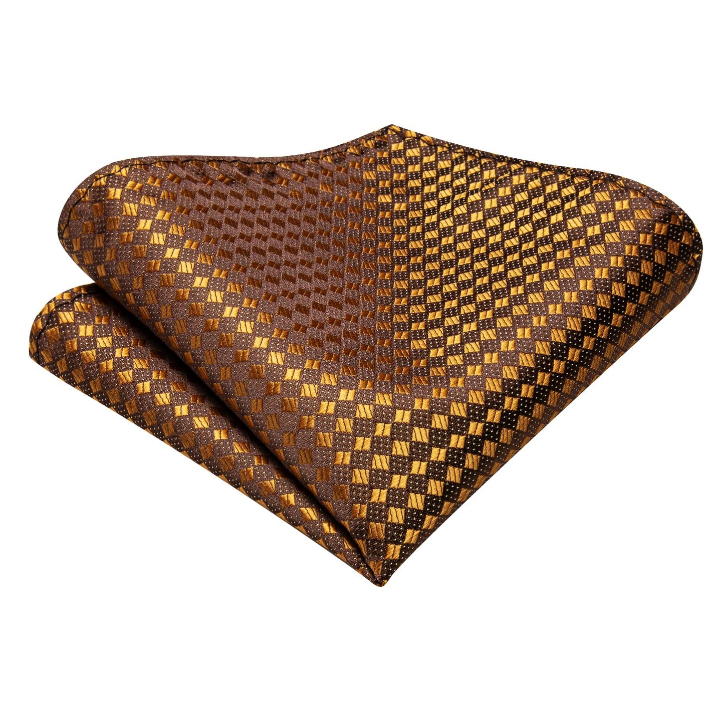 Hi-Tie Deep Gold Extra Long Men's Ties Set 70'' Silk Ties for Men Dress Necktie and Pocket Square Cufflinks for Wedding