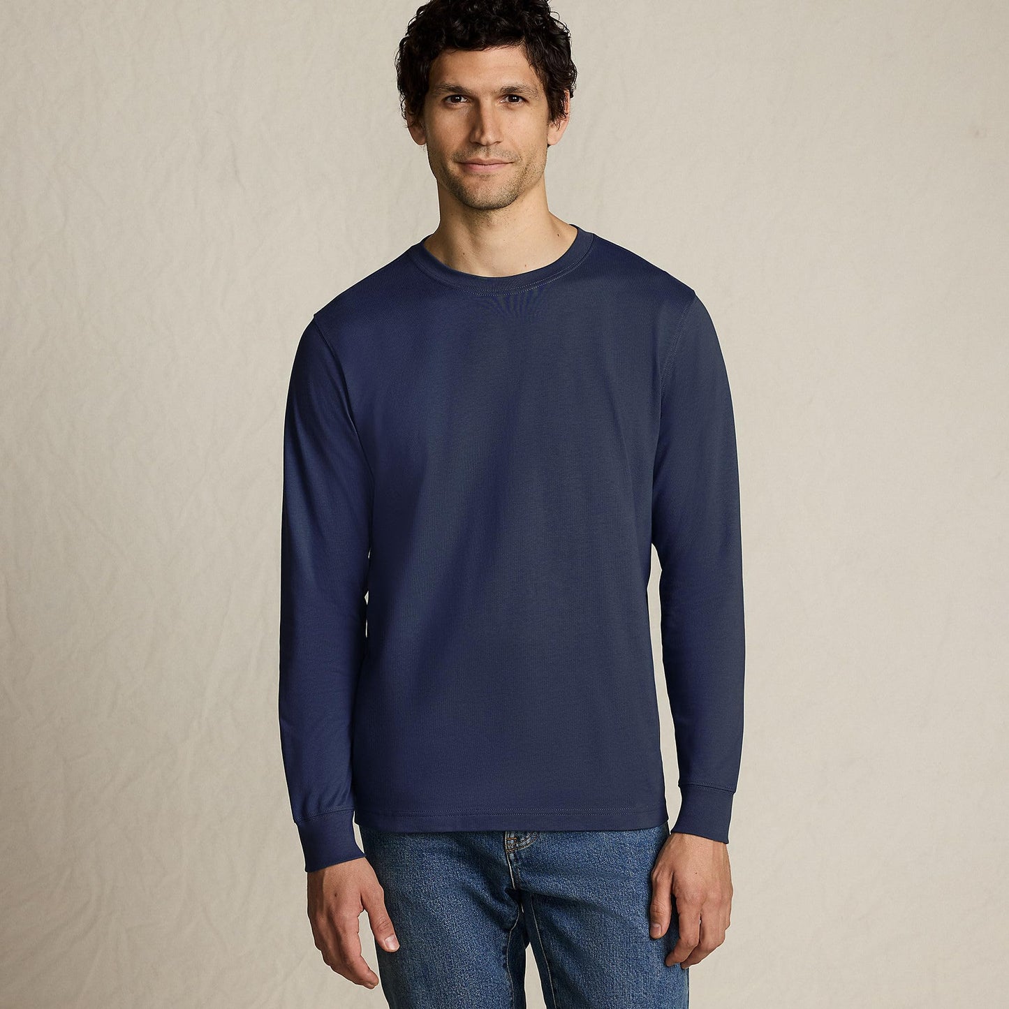 Lands' End Mens Long Sleeve Super-T Tee Radiant Navy Tall XX-Large