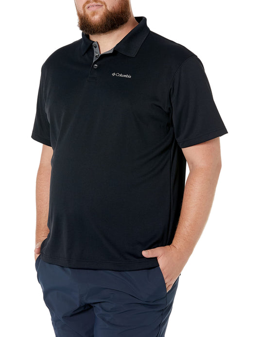 Columbia Men's Big & Tall Utilizer Short Sleeve Wicking Polo with UV Protection, Black, Large Tall