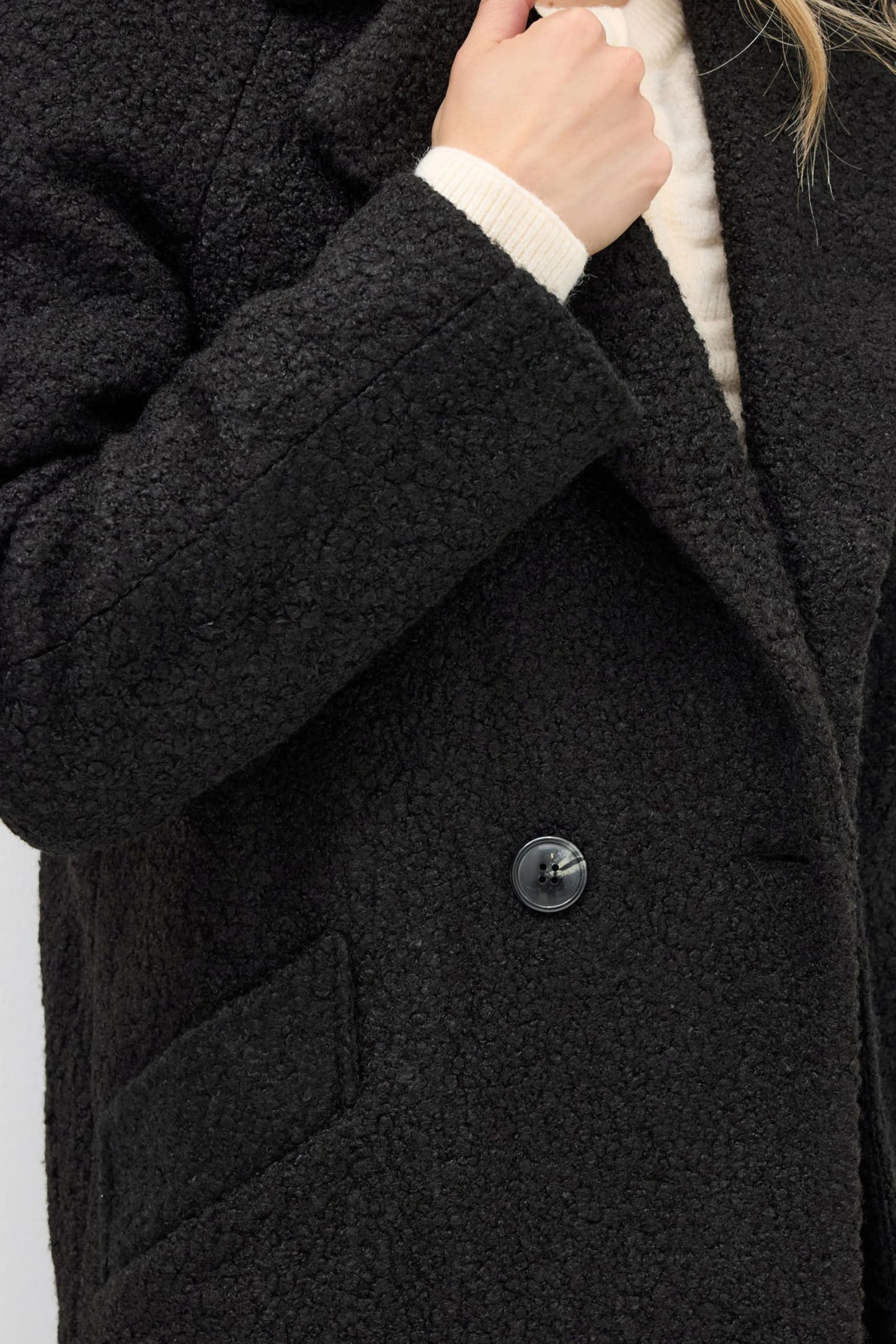 Long Tall Sally Lts Tall Boucle Wrap Midi Coat Black