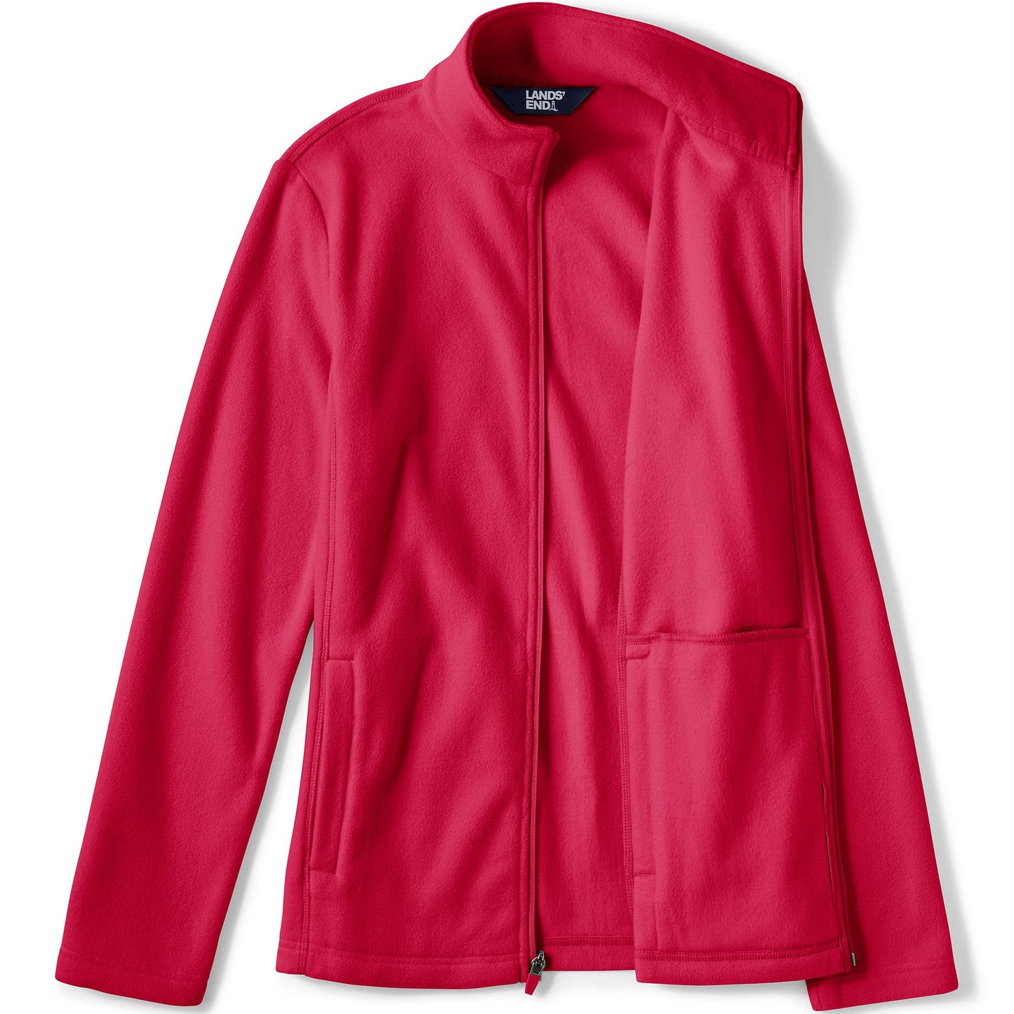 Lands' End Womens Full Zip Fleece Jacket Rich Red Tall Large