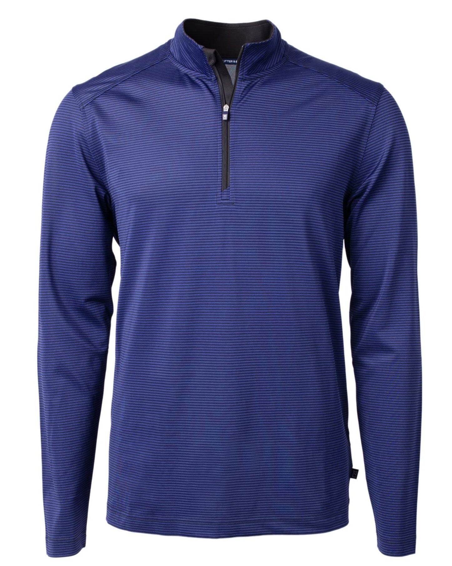 Cutter & Buck Virtue Eco Pique Micro Stripe Recycled Mens Big & Tall Quarter Zip, Tour Blue/Black