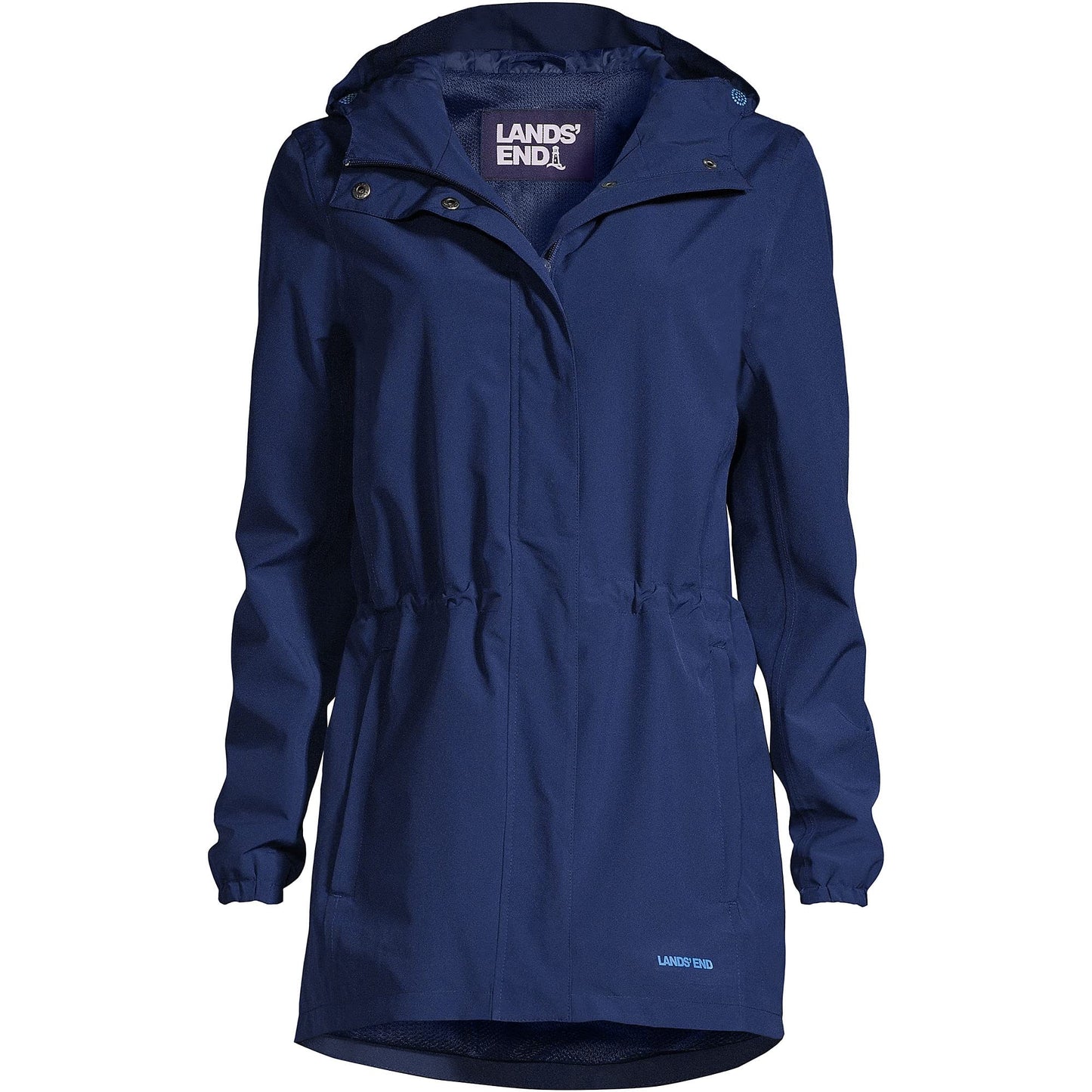 Lands' End Womens Packable Waterproof Raincoat Deep Sea Navy Tall X-Large