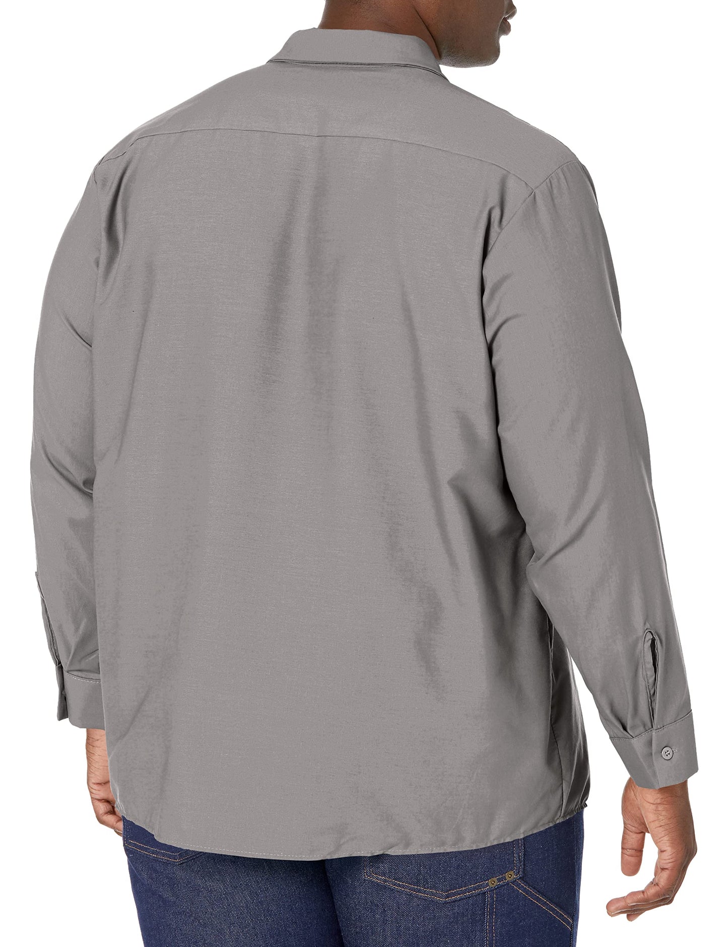 Red Kap Men's Size Industrial Work Shirt, Regular Fit, Long Sleeve, Light Grey, 4X-Large/Tall