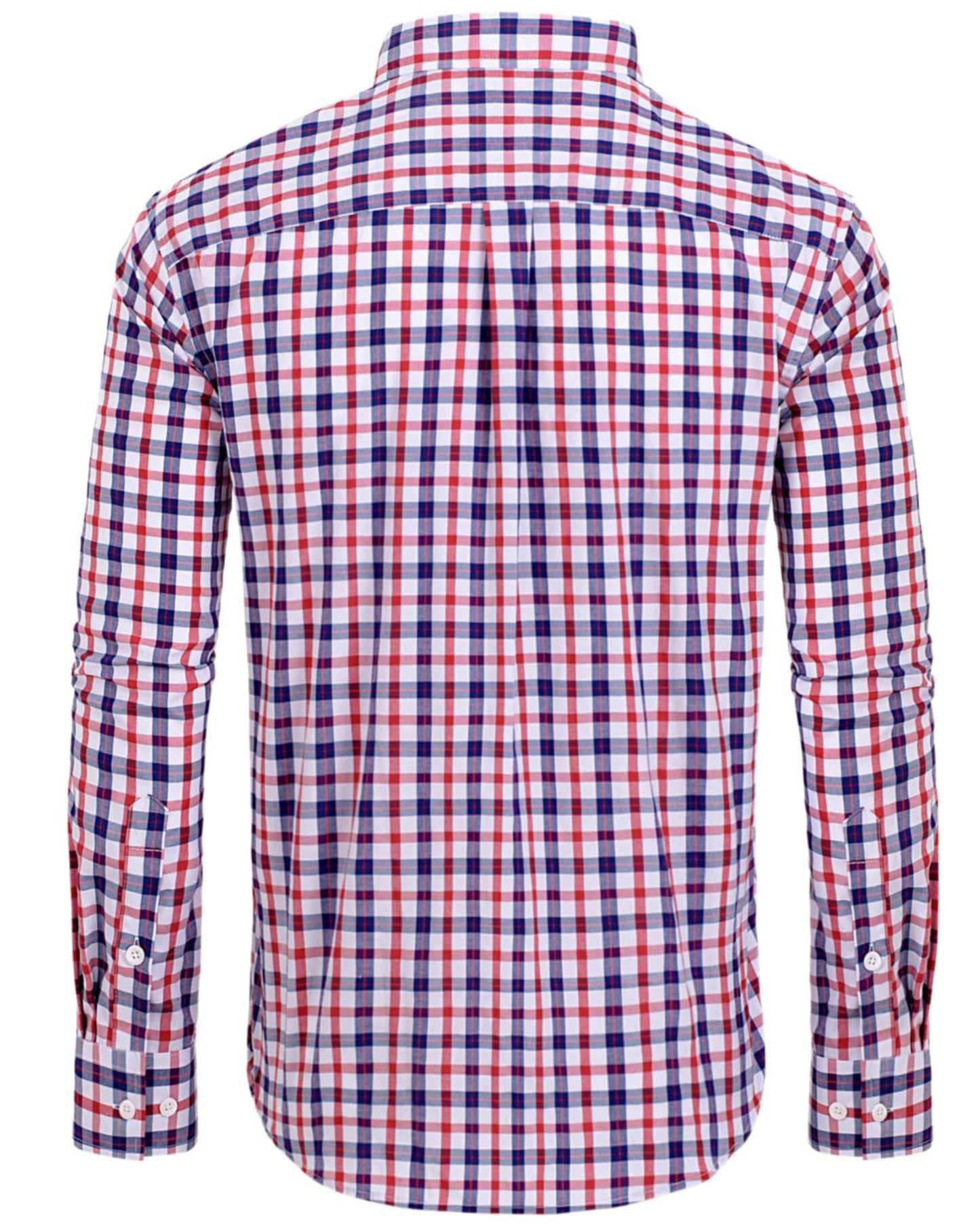 Alimens & Gentle Men's Long Sleeve Button Down Shirts Cotton Plaid Dress Shirts Regular Fit Casual Poplin Shirts Red