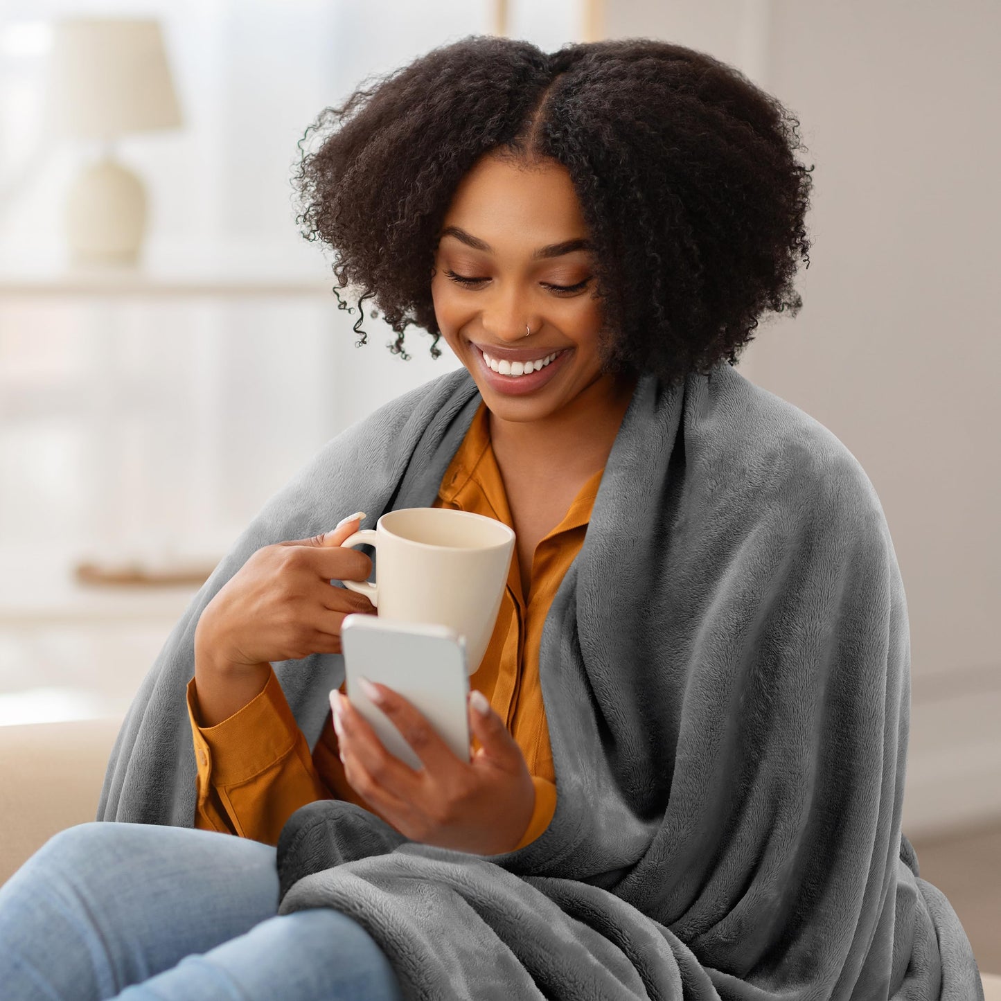 Utopia Bedding Fleece Blanket Twin XL Size Grey 300GSM Luxury Anti-Static Fuzzy Soft Microfiber Dorm Bed Blanket (90x76 Inch)