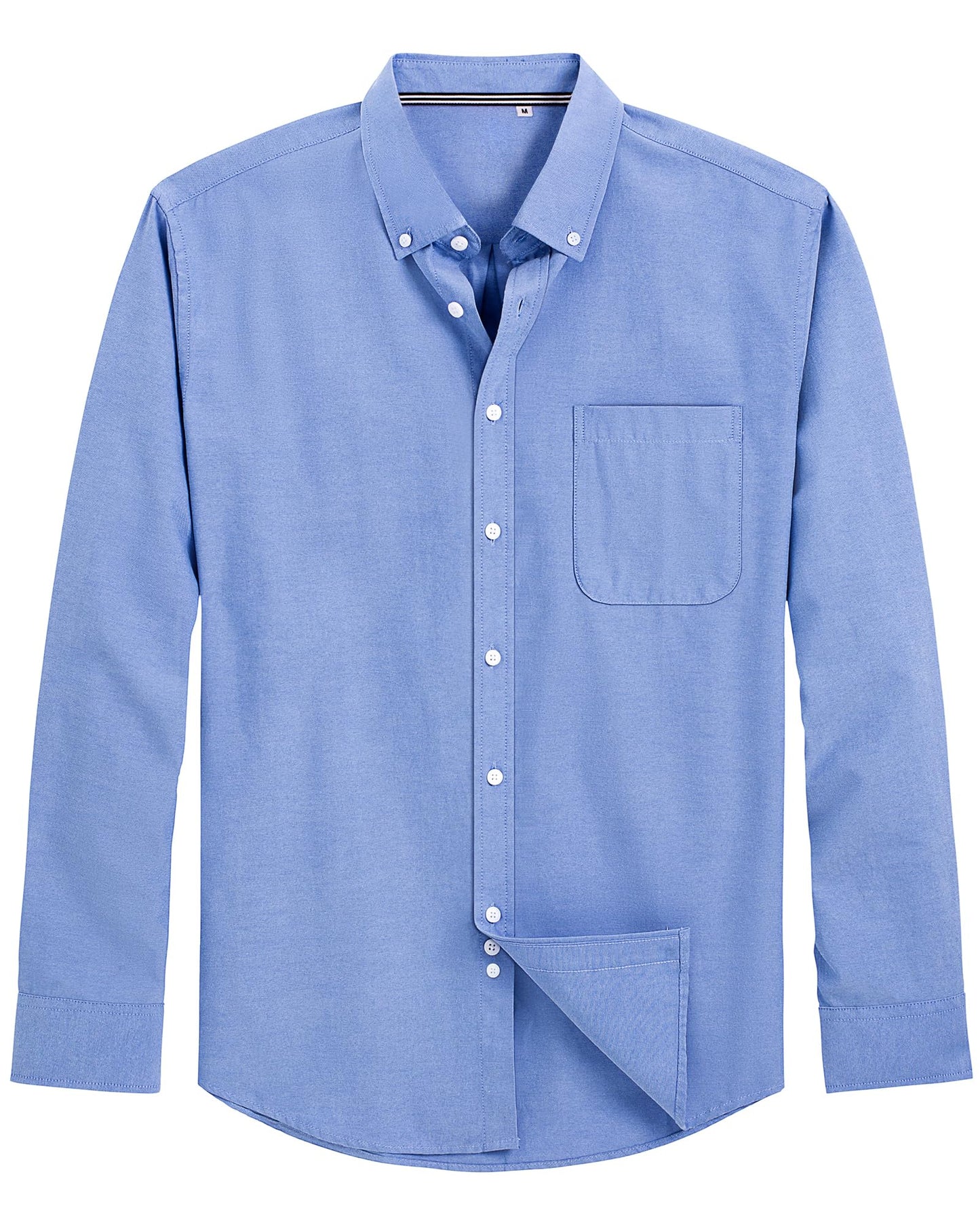 J.VER Men's Classic Oxford Button Down Shirts Solid Casual Fitted Shirt Cotton Long Sleeve Shirt with Pocket Blue XL-Tall